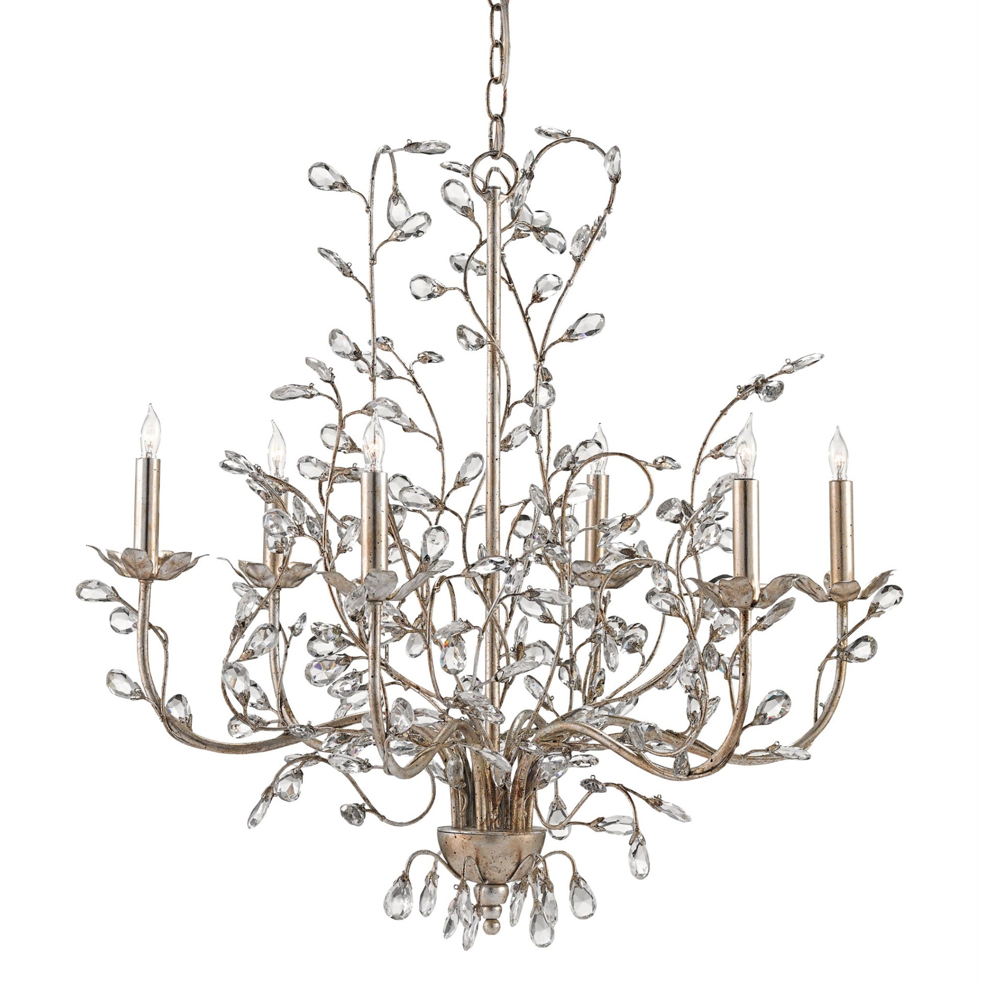 Crystal Bud Medium Silver Chandelier - Silver Granello