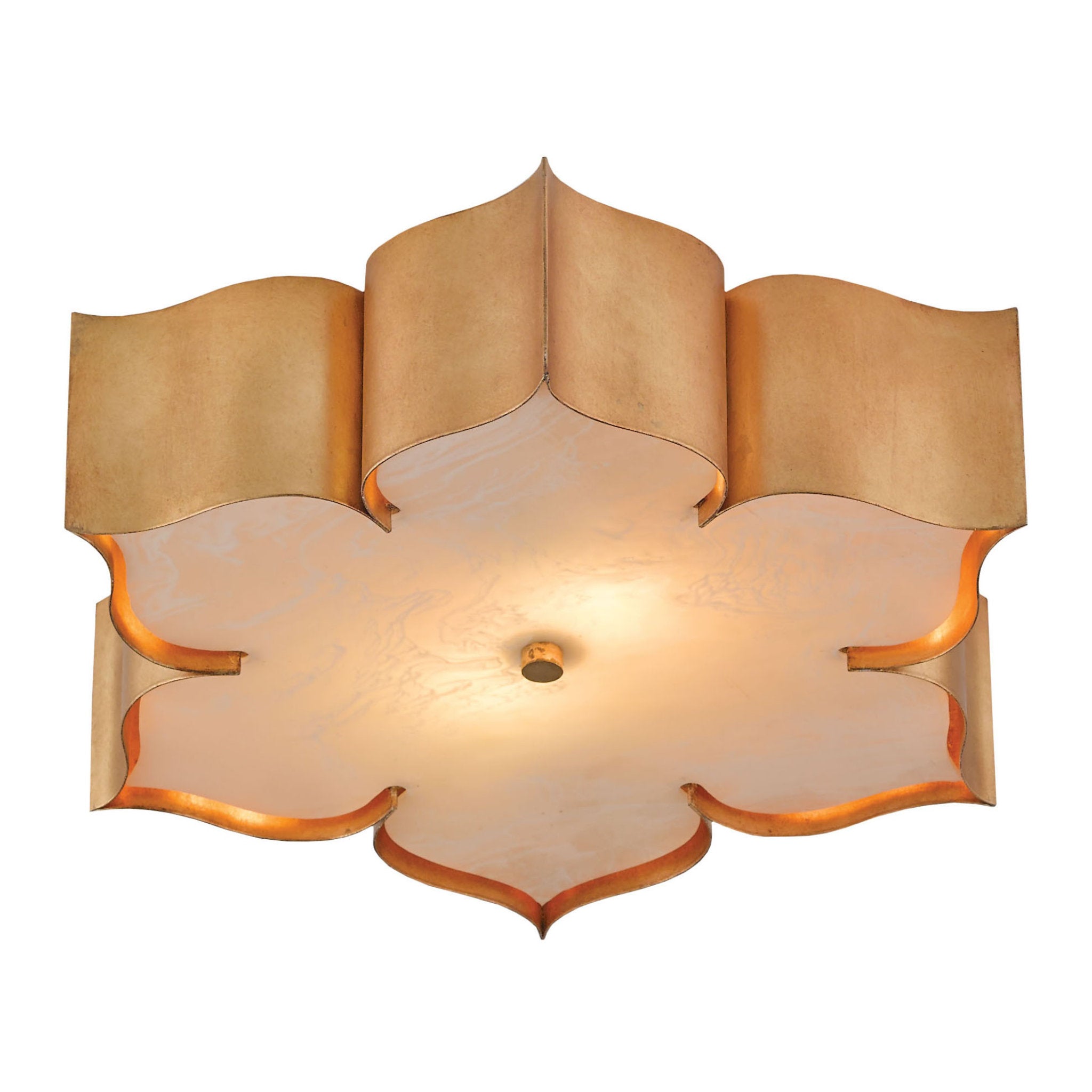 Grand Lotus Gold Flush Mount - Antique Gold Leaf