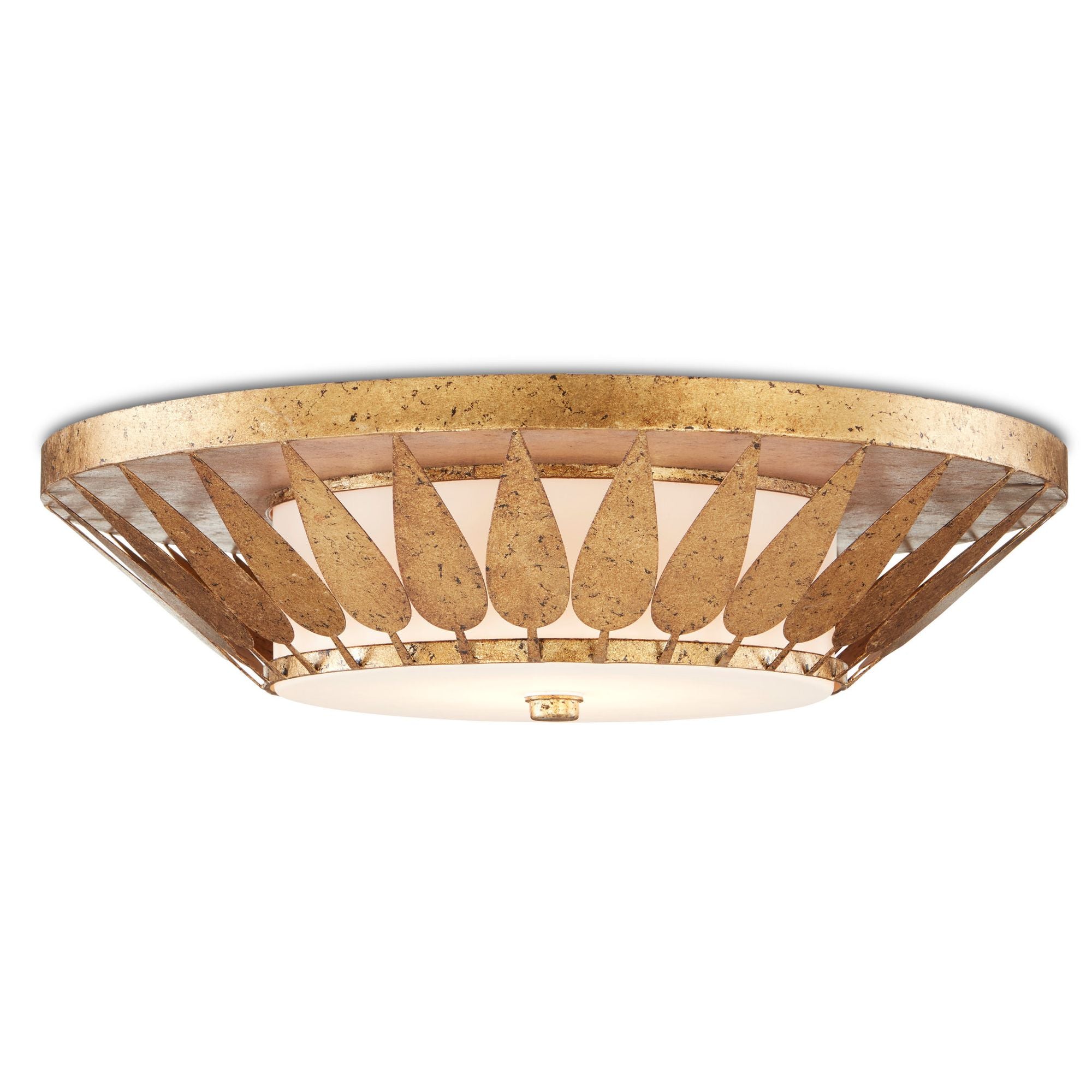 Floris Gold Flush Mount - New Gold Leaf/Milky Glass