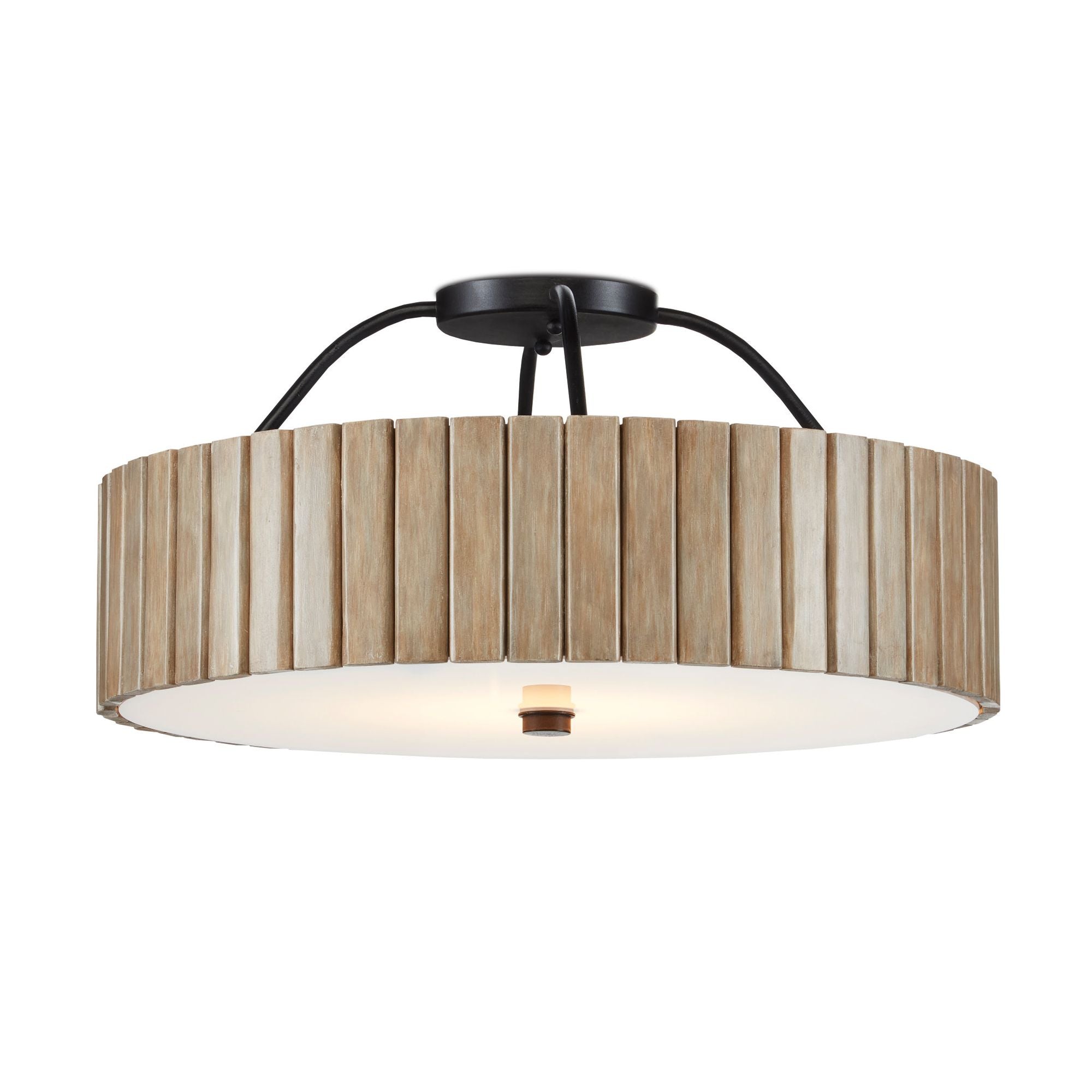 Tetterby Bamboo Semi-Flush Mount - Taupe/Black