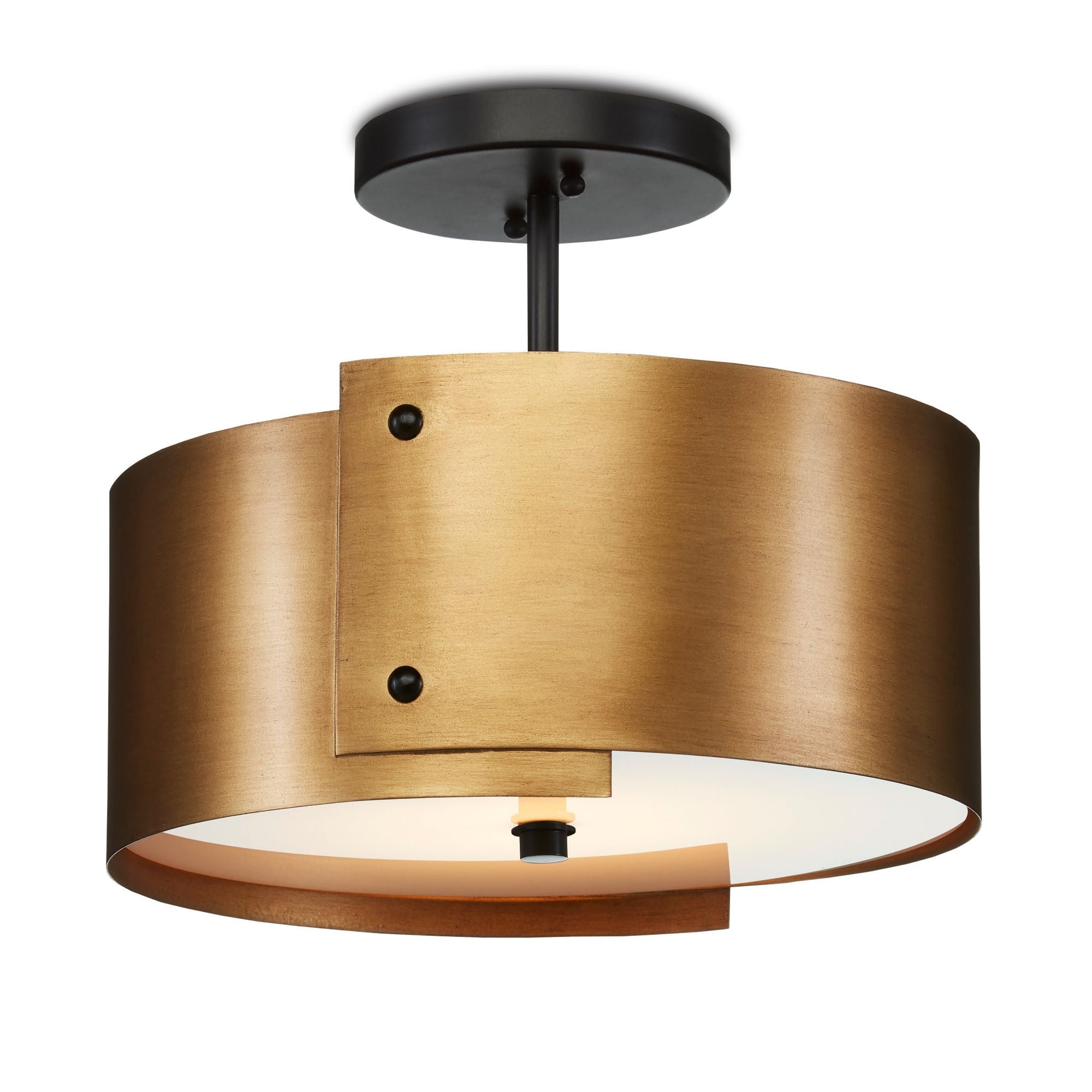 Ritsu Brass Semi-Flush Mount - Antique Brass/Black