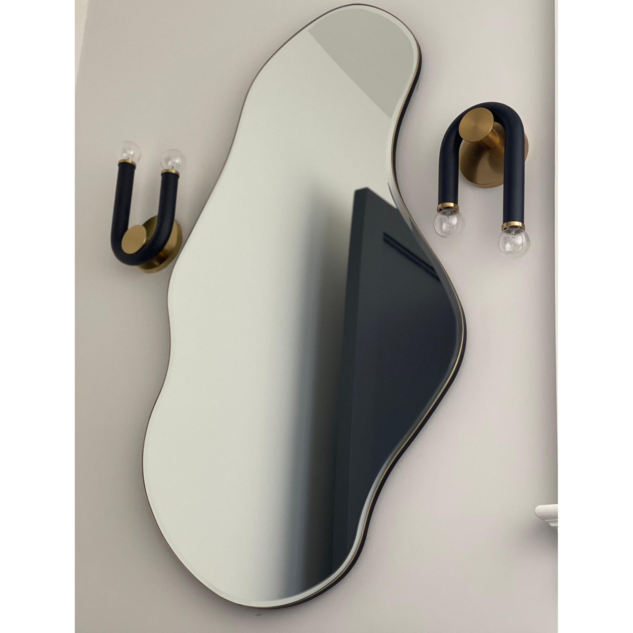 Whit 2-Light Wall Sconce in Aged Brass/Black 44L x 6.5W x 11H