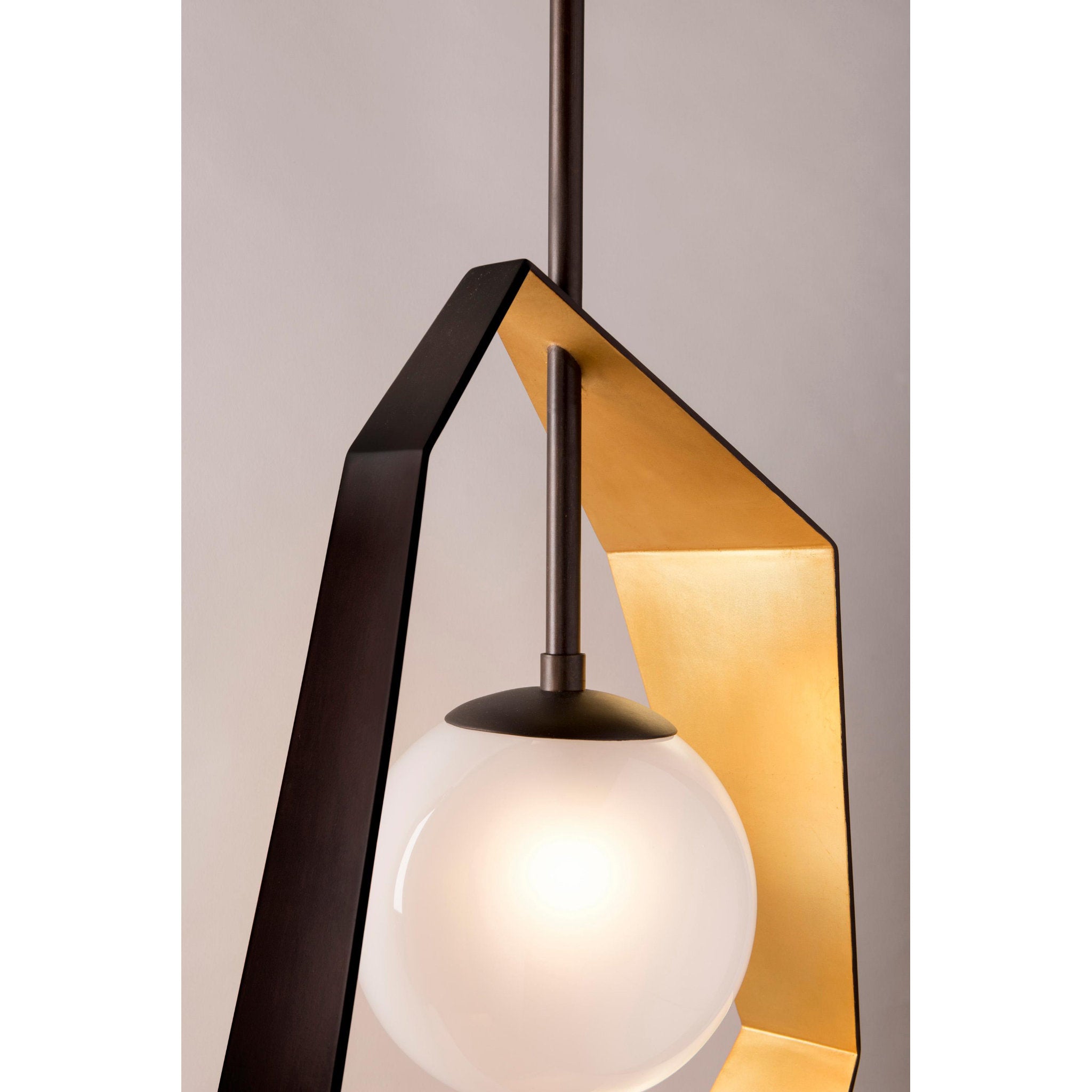 Origami Pendant 1-Light LED in Bronze With Gold Leaf 6L x 11.75W x 24H