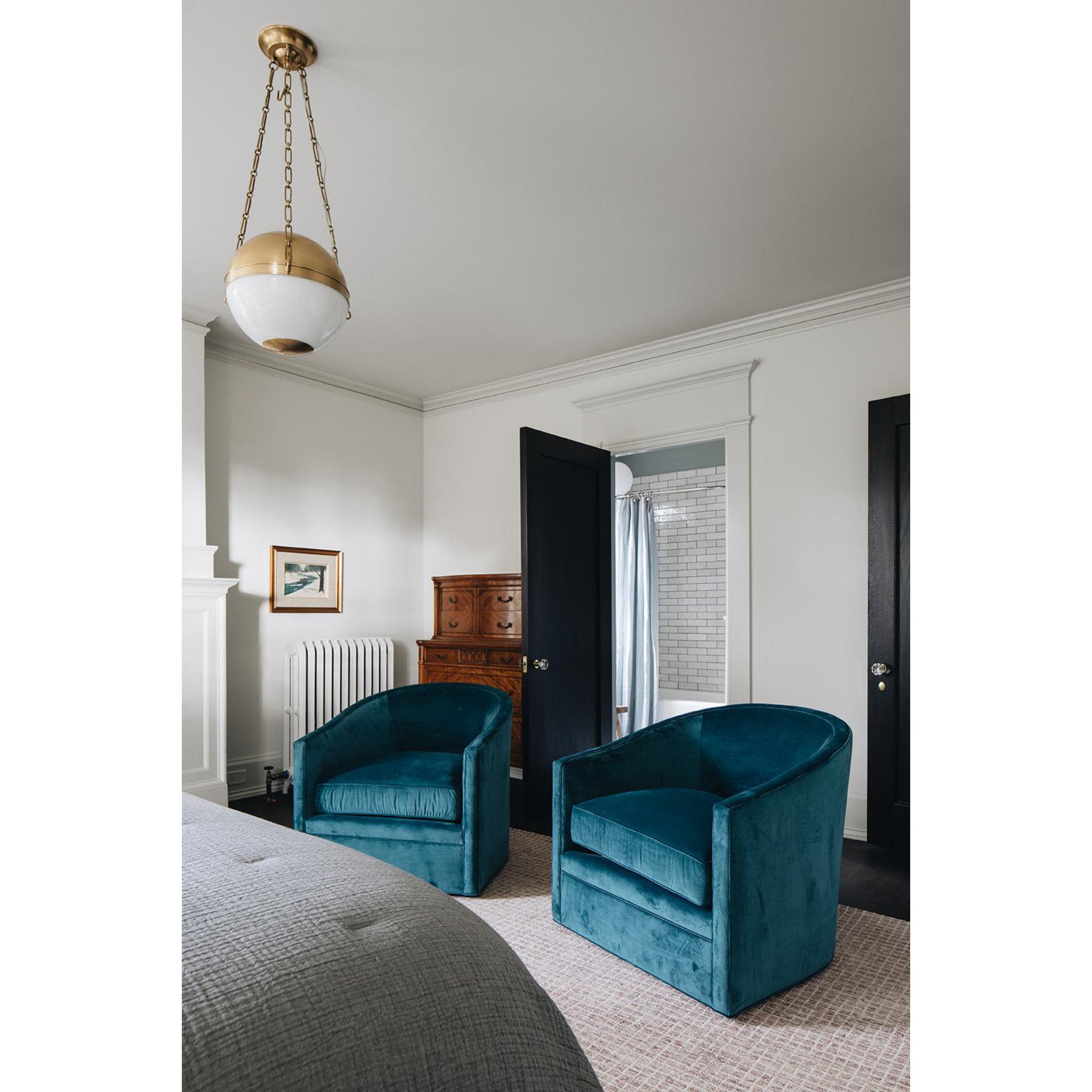 Sphere No.2 3-Light Pendant in Aged Brass by Mark D. Sikes 20.5L x 20.5W x 17H