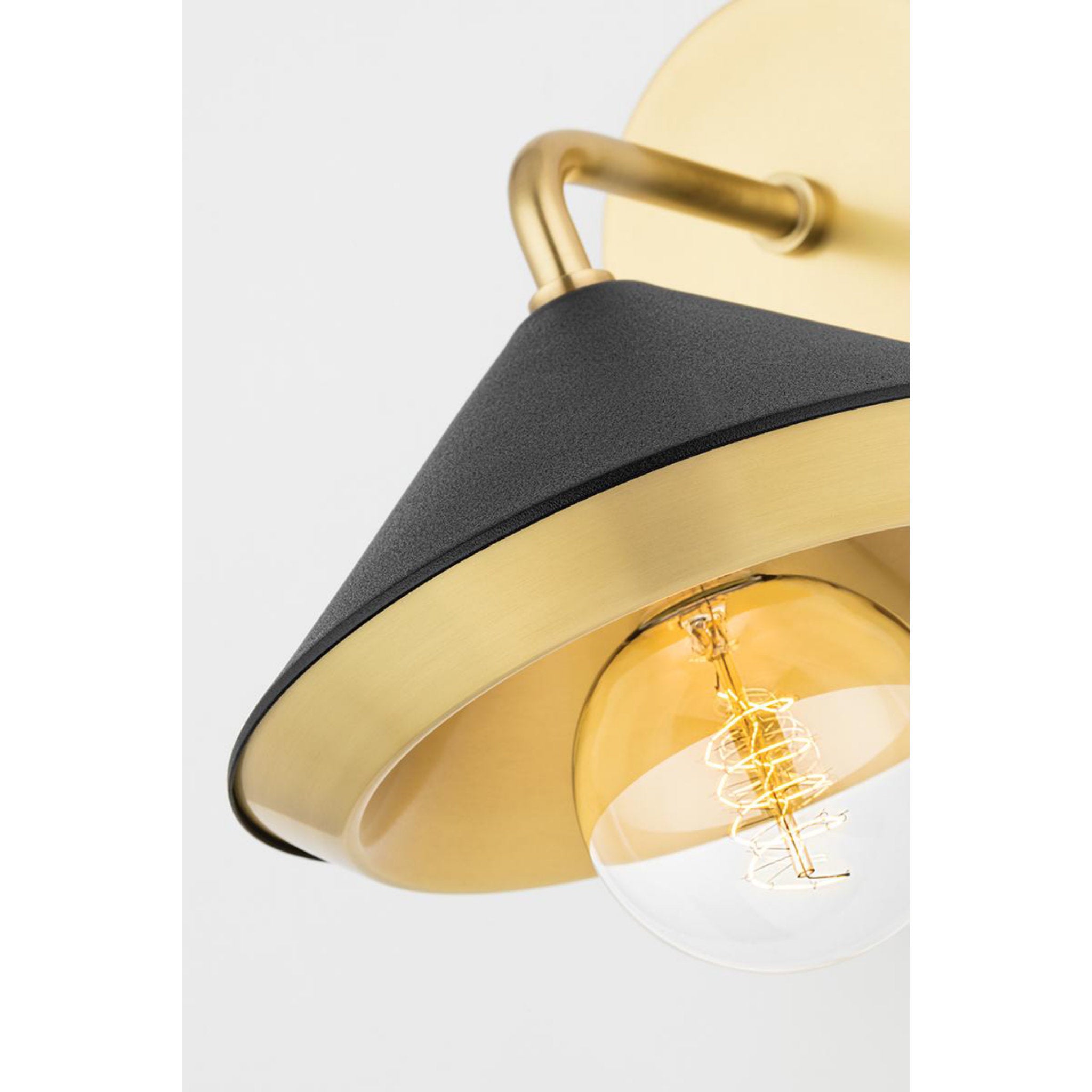 Marnie 1-Light Wall Sconce in Aged Brass/Black 8.5L x 8.5W x 10.5H