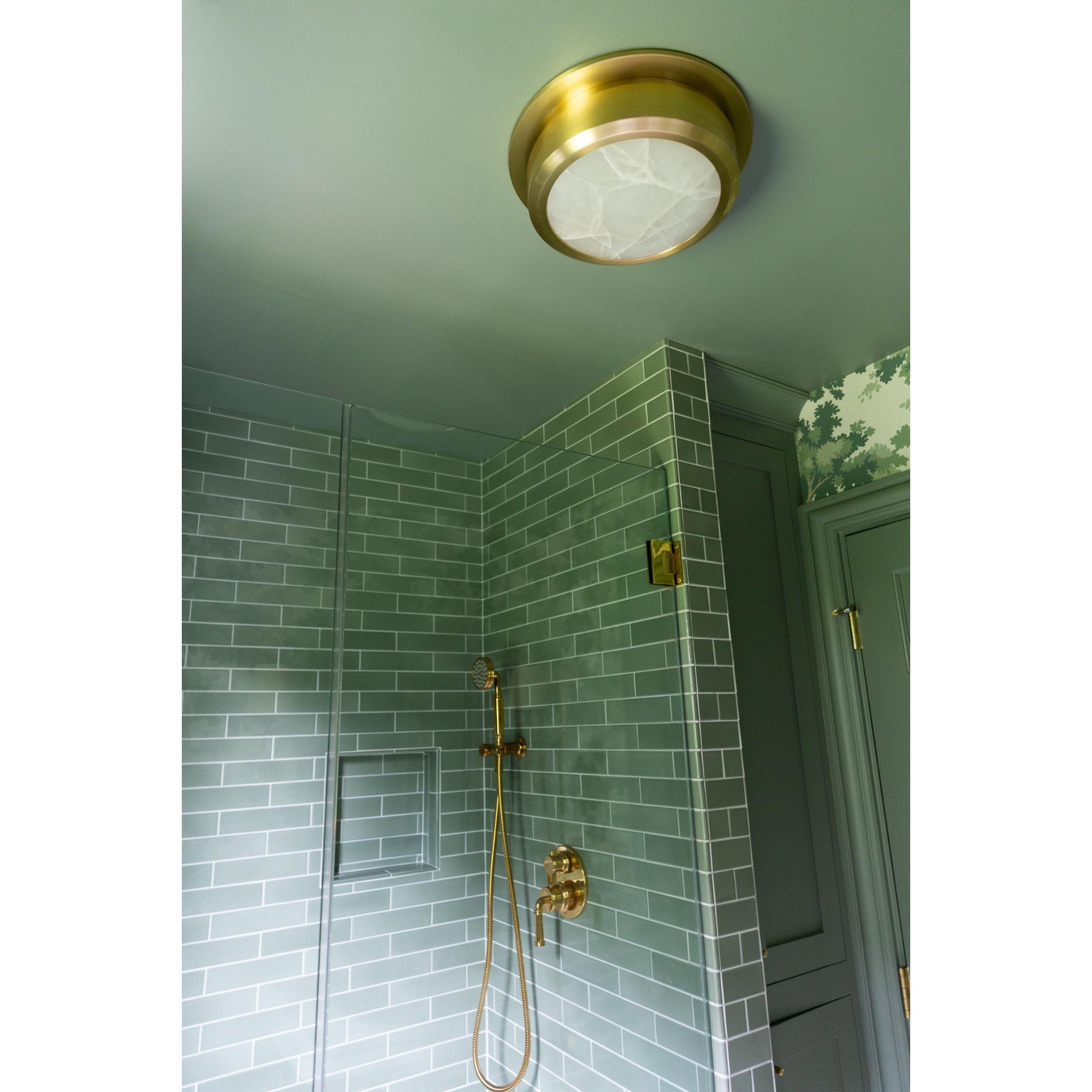 Greenport 1-Light Flush Mount in Aged Brass 14L x 14W x 4H