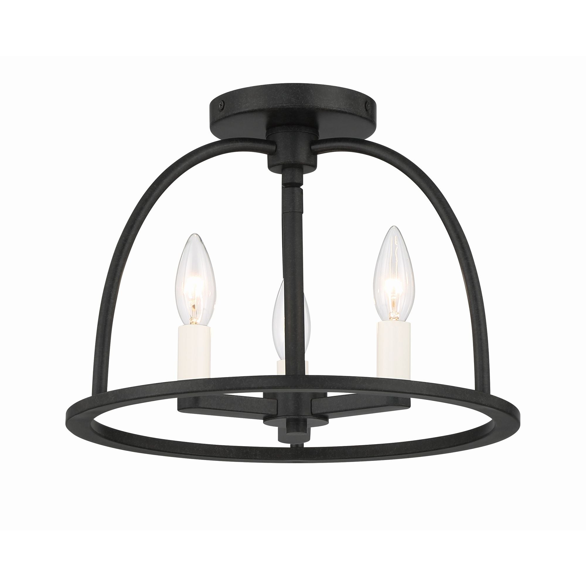 Abbott 13.75'' Black Semi Flush Mount Black 13.75"W x 10"H x 13.75"D