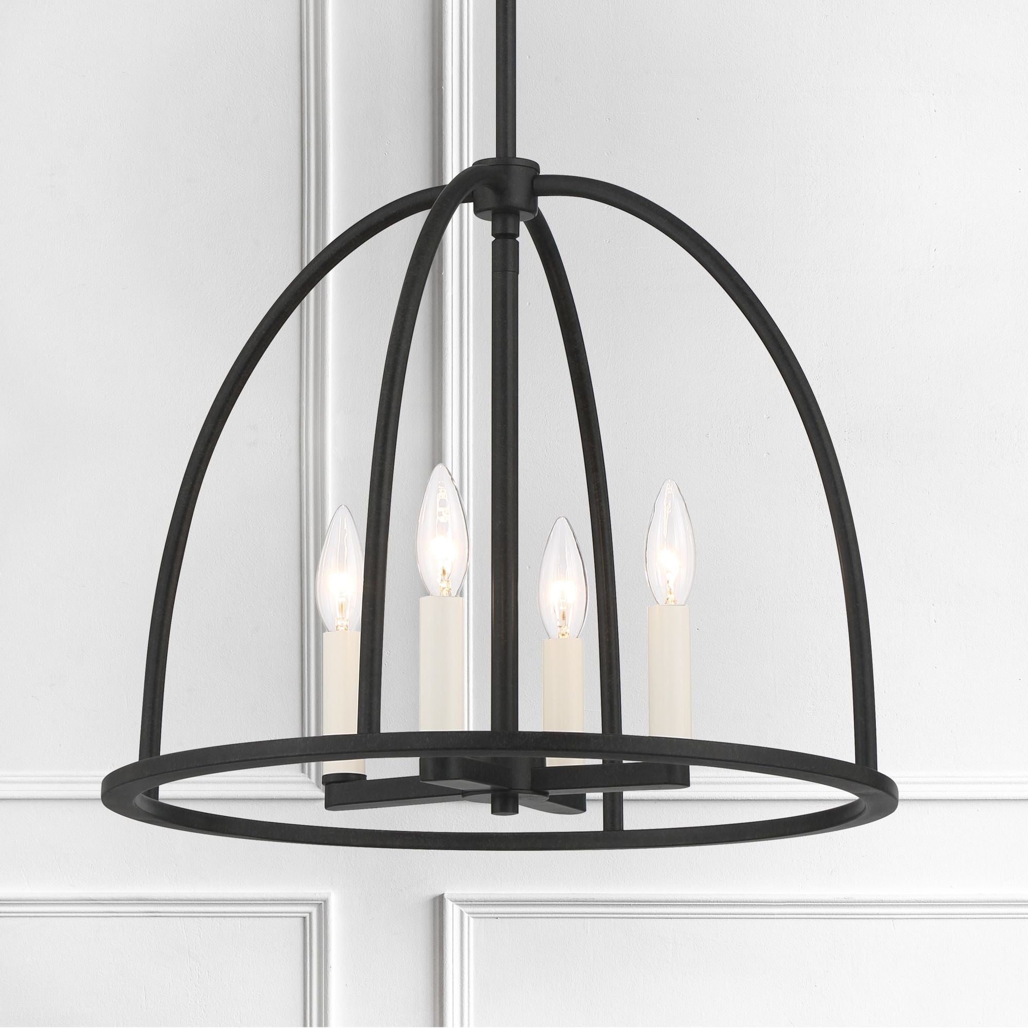 Abbott 4 Light Black Lantern Chandelier 18.25"W x 14.75"H x 18.25"D