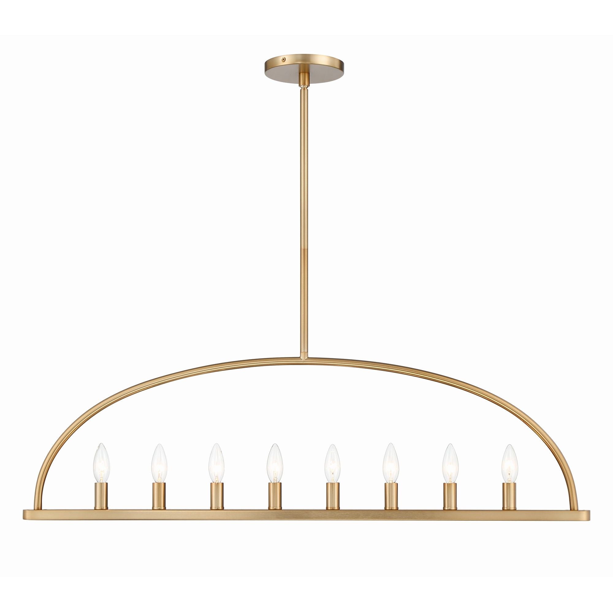 Abbott 8 Light Vibrant Gold Linear Chandelier 42"W x 12.5"H x 1.5"D