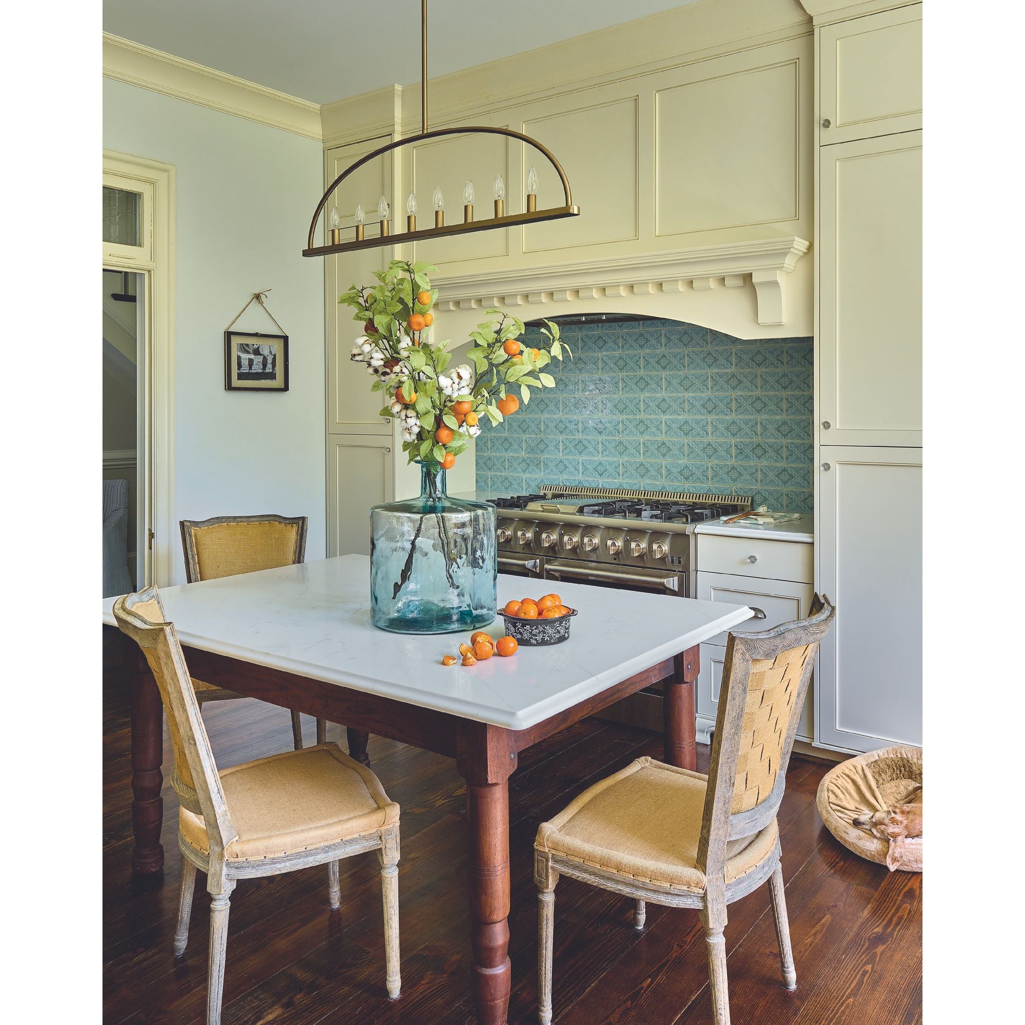 Abbott 8 Light Vibrant Gold Linear Chandelier 42"W x 12.5"H x 1.5"D