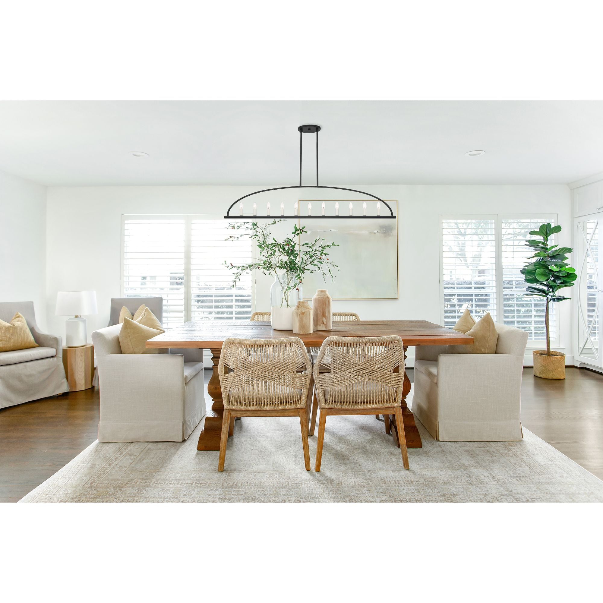 Abbott 11 Light Black Linear Chandelier 54"W x 13.75"H x 54"D