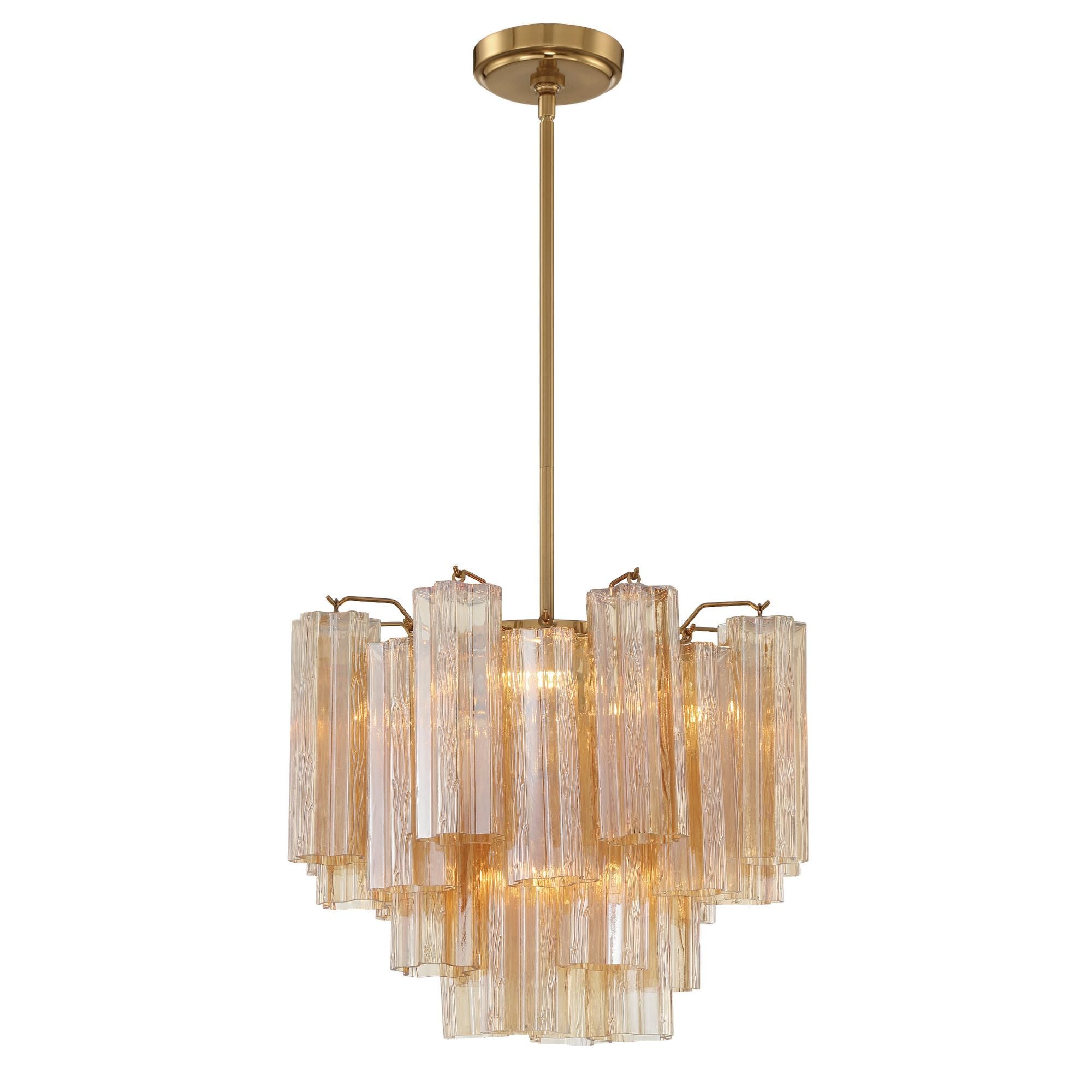 Addis 4 Light Aged Brass Mini Chandelier Tronchi Glass Amber 17.75"W x 13.75"H x 17.75"D