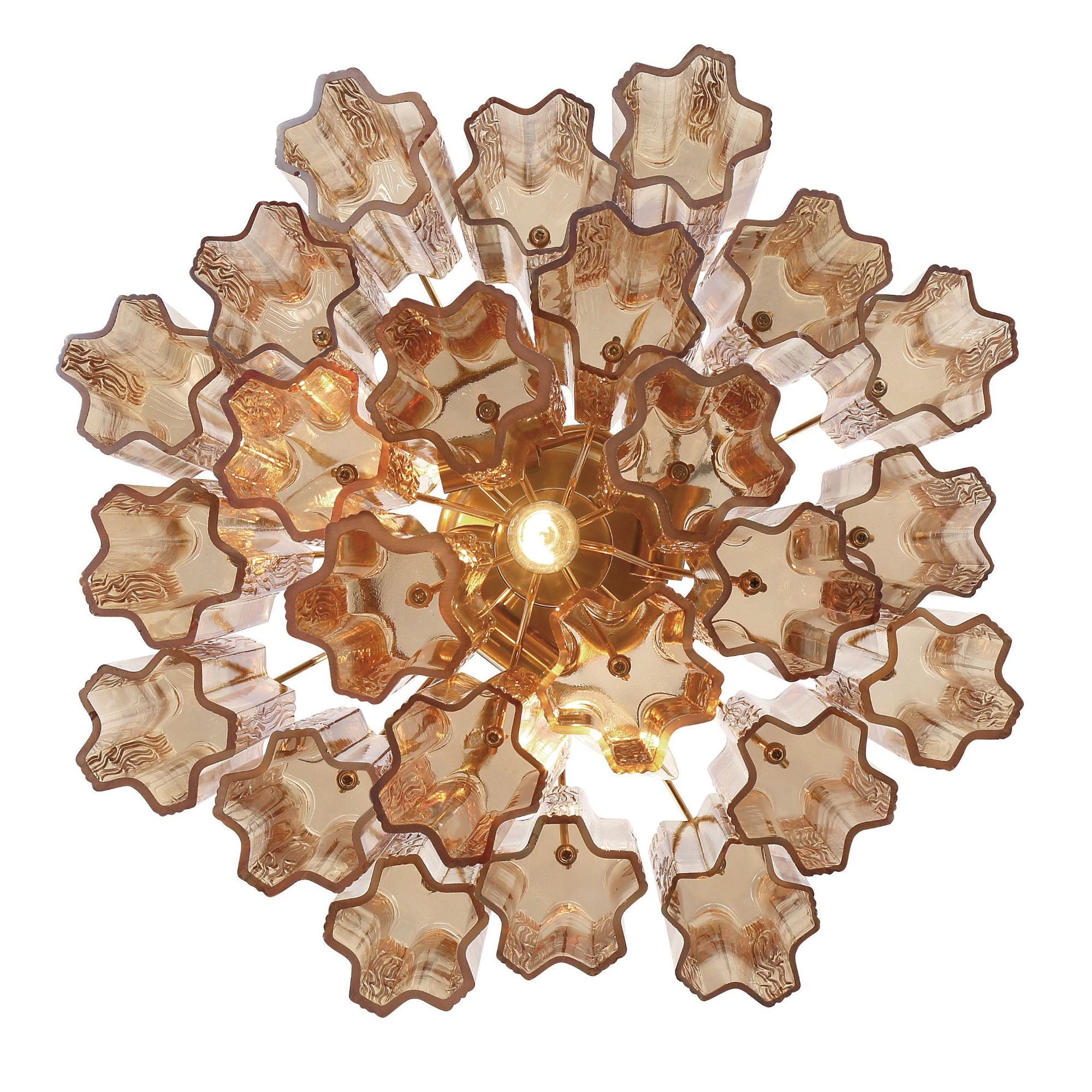 Addis 4 Light Aged Brass Semi Flush Mount Tronchi Glass Amber 17.75"W x 13.75"H x 17.75"D