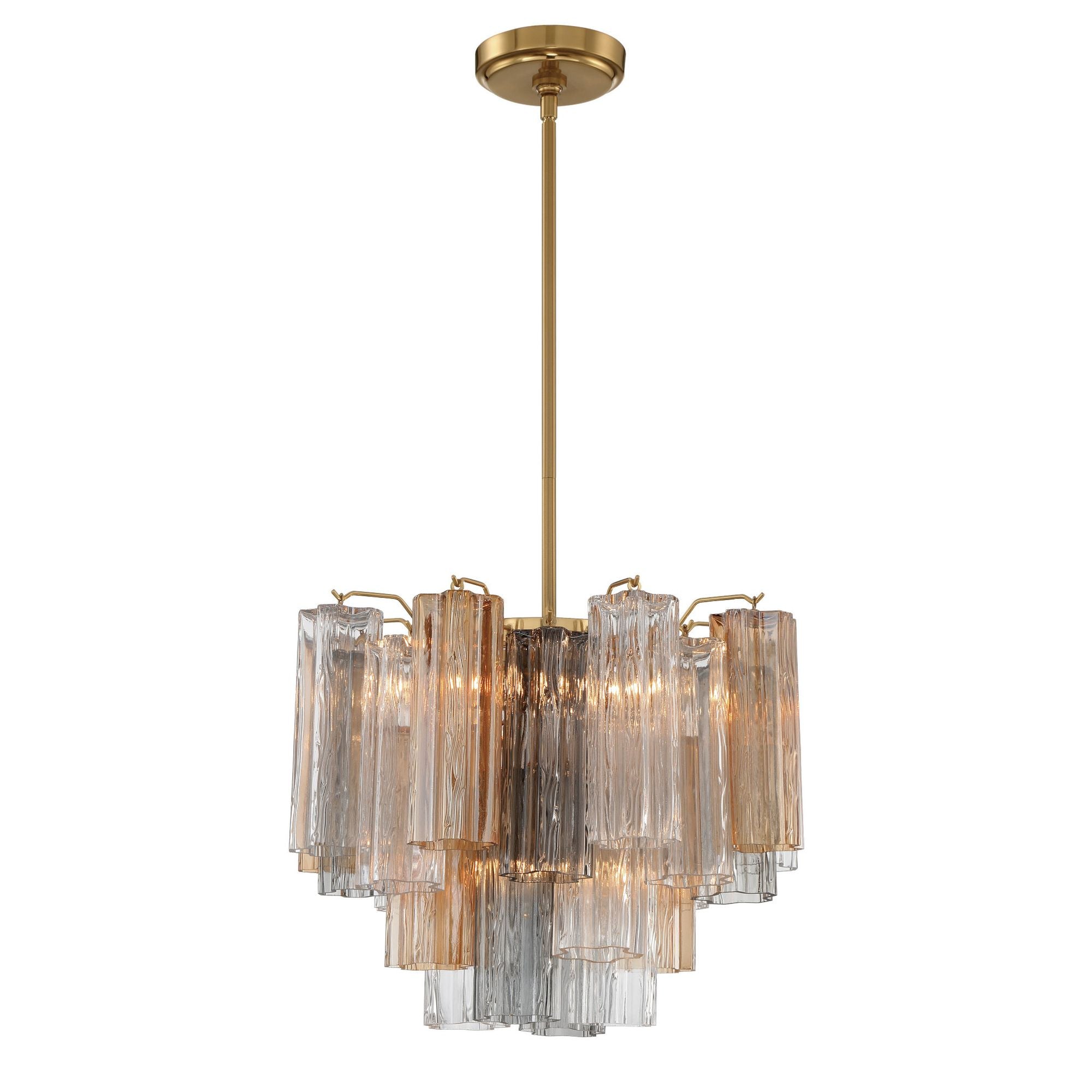 Addis 4 Light Aged Brass Mini Chandelier Tronchi Glass Autumn 17.75"W x 13.75"H x 17.75"D