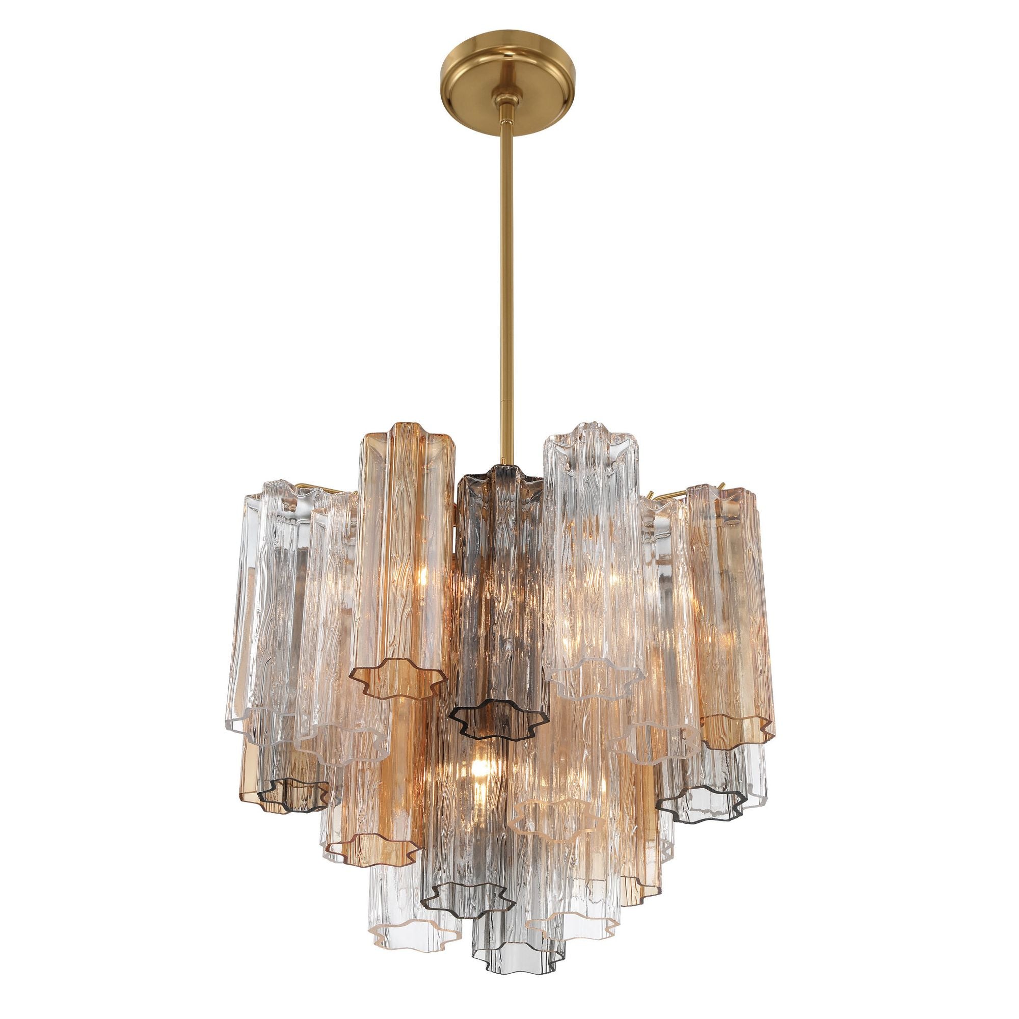 Addis 4 Light Aged Brass Mini Chandelier Tronchi Glass Autumn 17.75"W x 13.75"H x 17.75"D