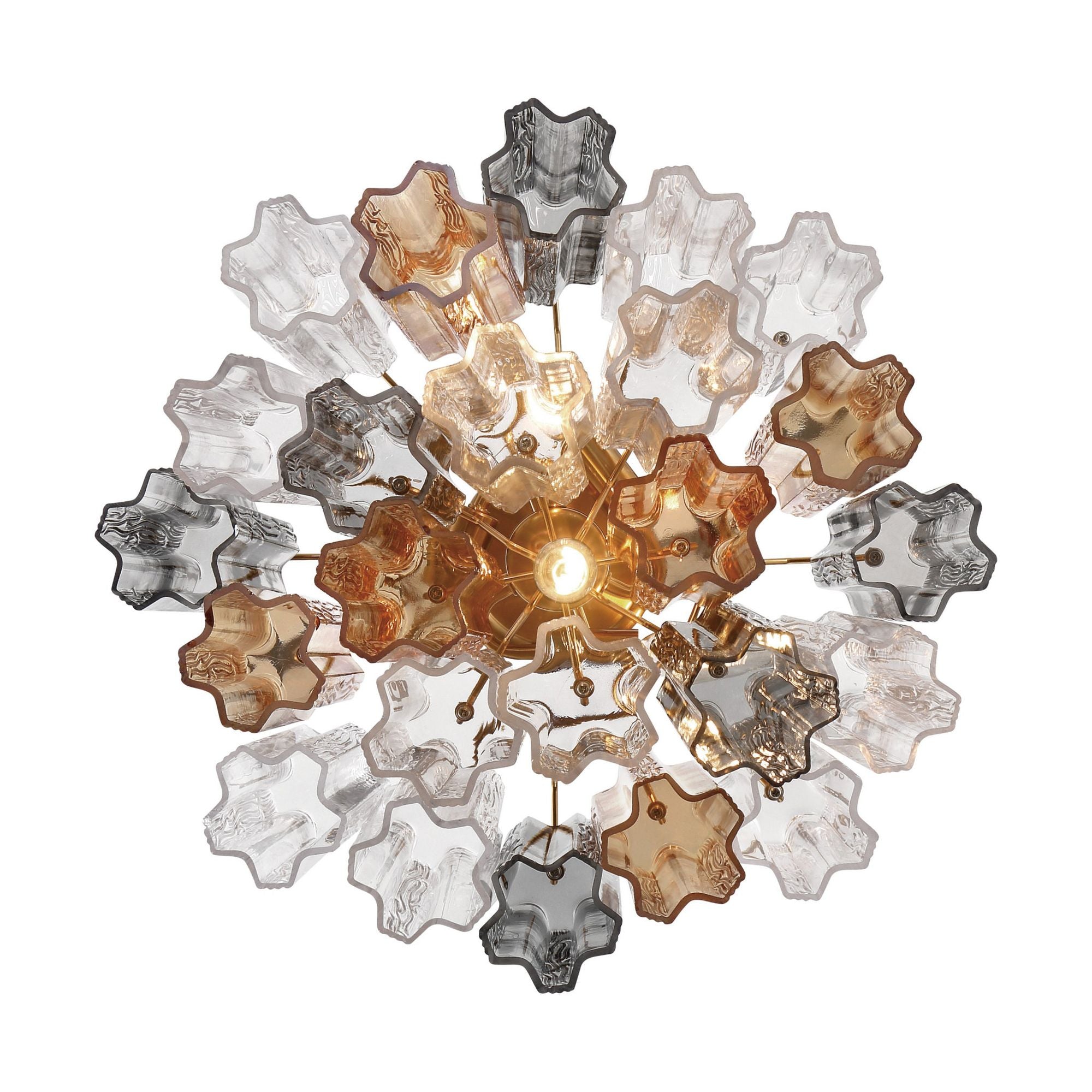 Addis 4 Light Aged Brass Semi Flush Mount Tronchi Glass Autumn 17.75"W x 13.75"H x 17.75"D
