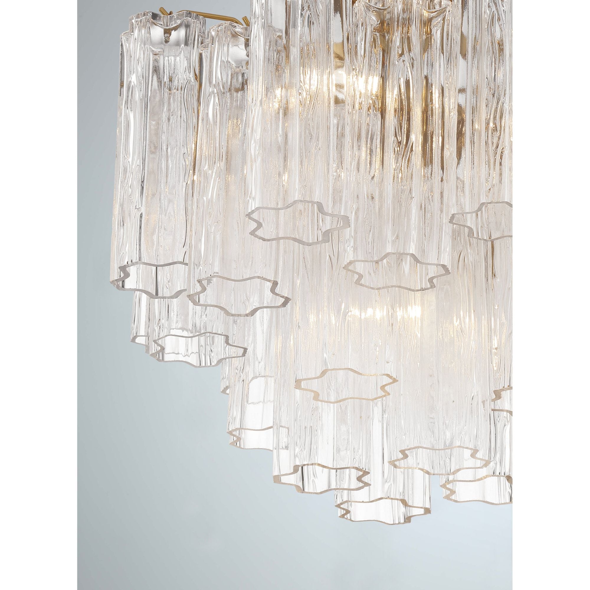 Addis 4 Light Aged Brass Mini Chandelier Tronchi Glass Clear 17.75"W x 13.75"H x 17.75"D