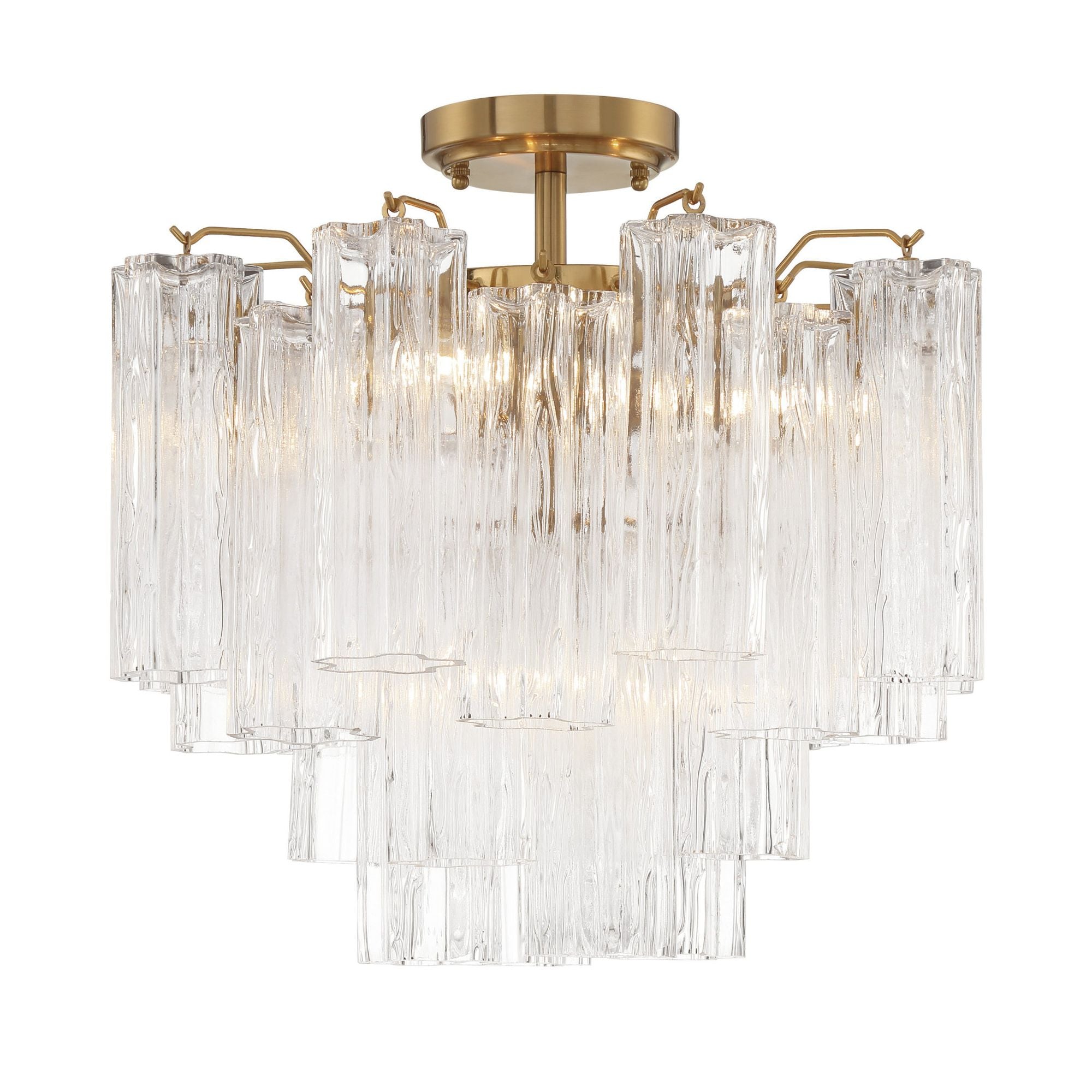 Addis 17.75'' Aged Brass Semi Flush Mount Clear 17.75"W x 16"H x 17.75"D