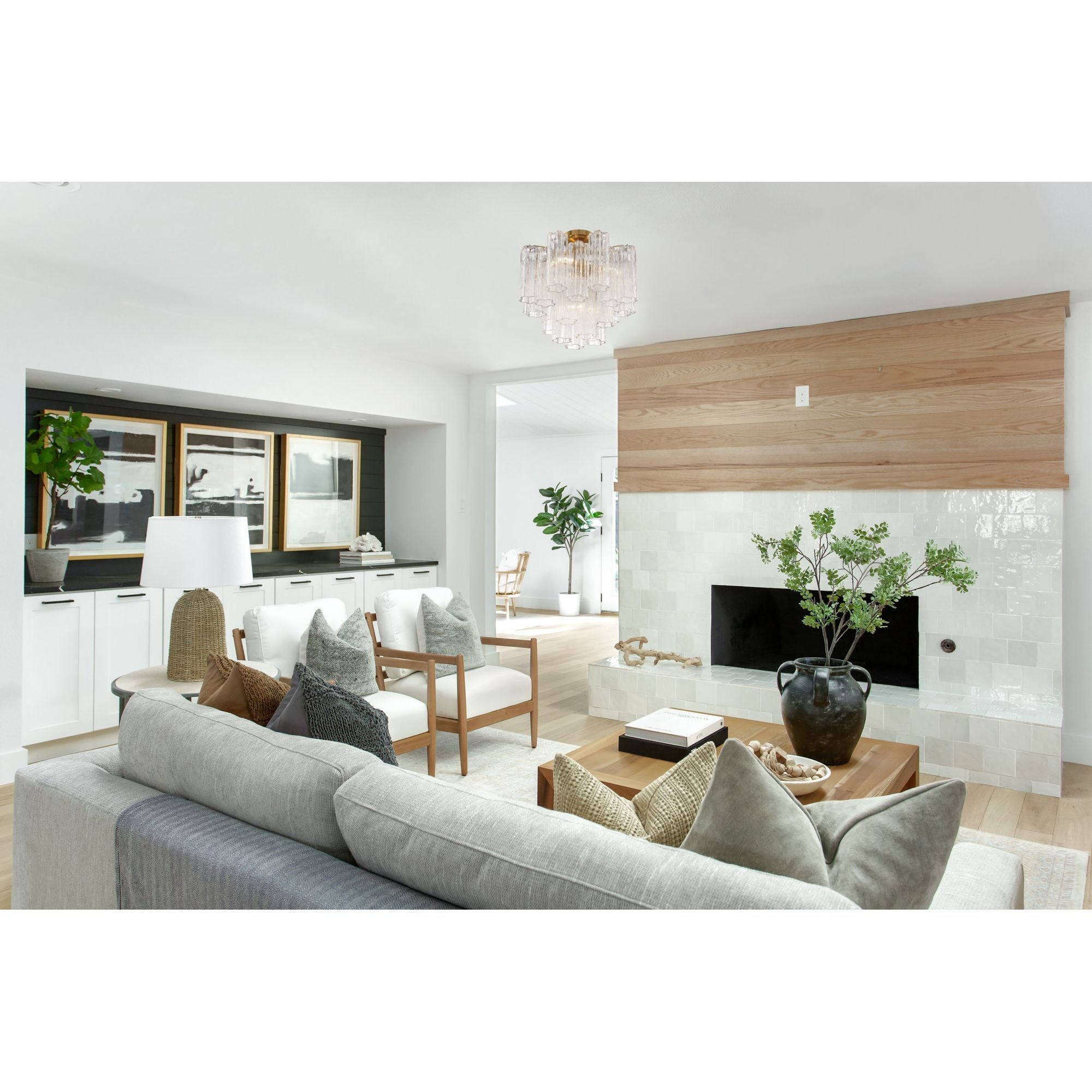 Addis 17.75'' Aged Brass Semi Flush Mount Clear 17.75"W x 16"H x 17.75"D