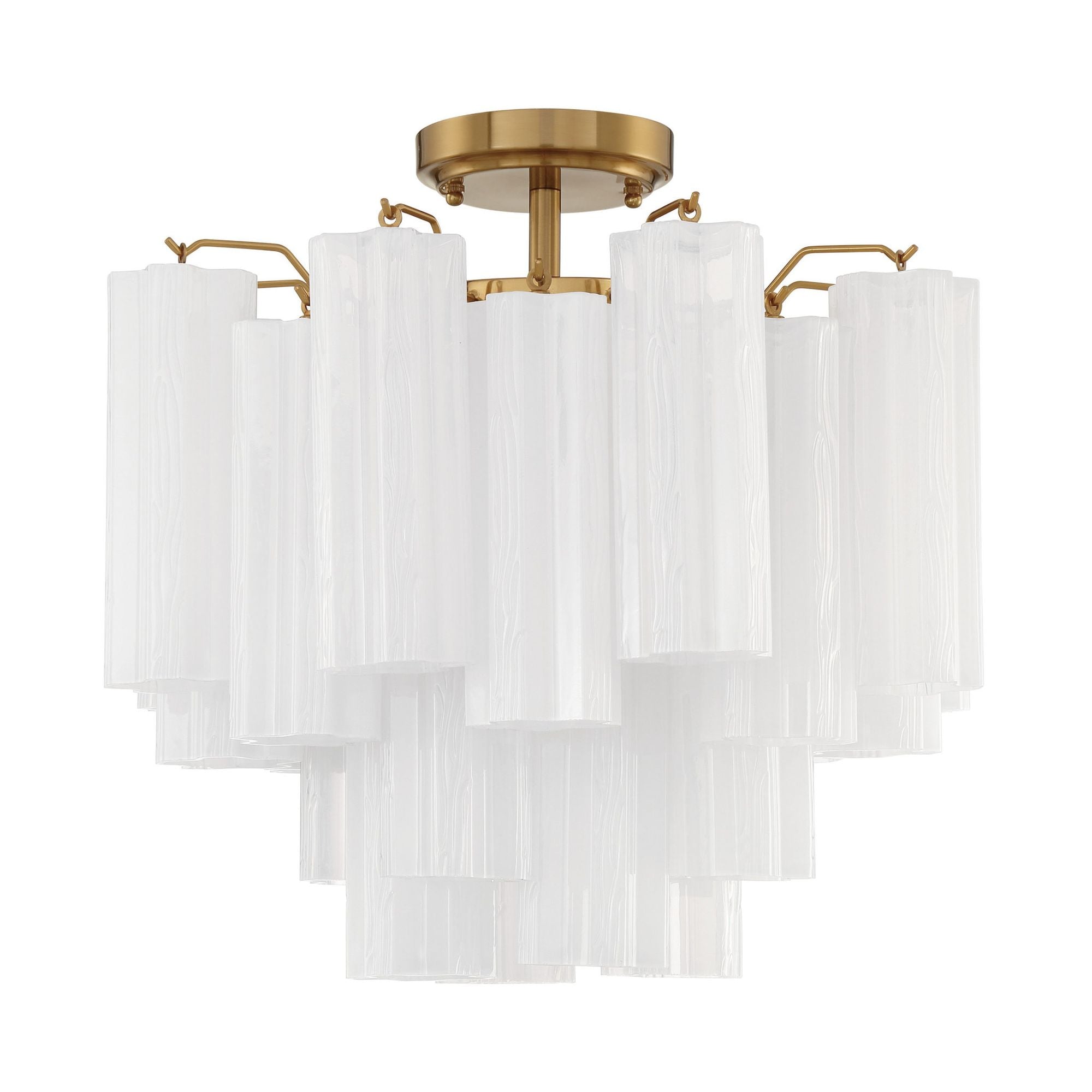 Addis 4 Light Aged Brass Semi Flush Mount Tronchi Glass White 17.75"W x 13.75"H x 17.75"D