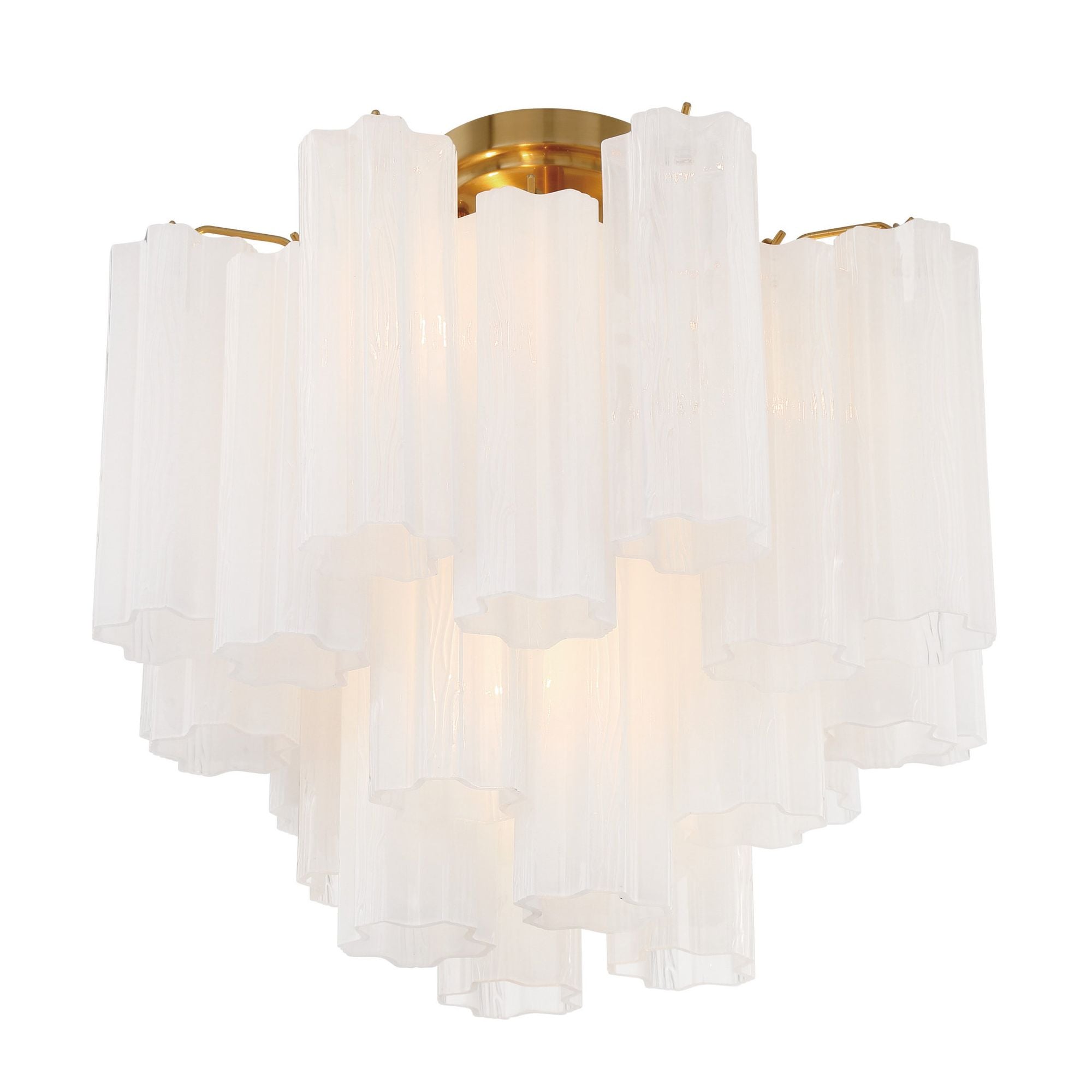 Addis 4 Light Aged Brass Semi Flush Mount Tronchi Glass White 17.75"W x 13.75"H x 17.75"D