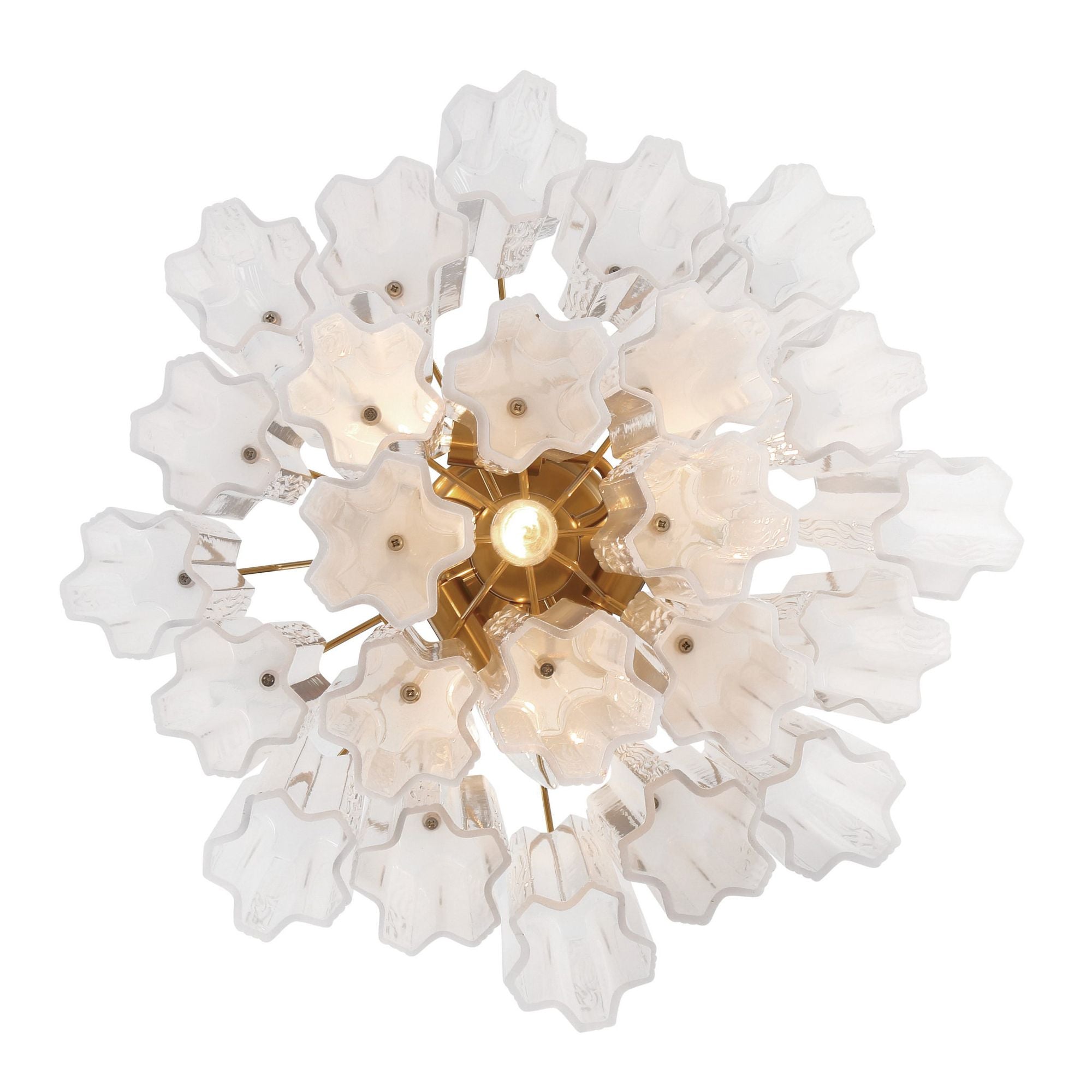 Addis 4 Light Aged Brass Semi Flush Mount Tronchi Glass White 17.75"W x 13.75"H x 17.75"D