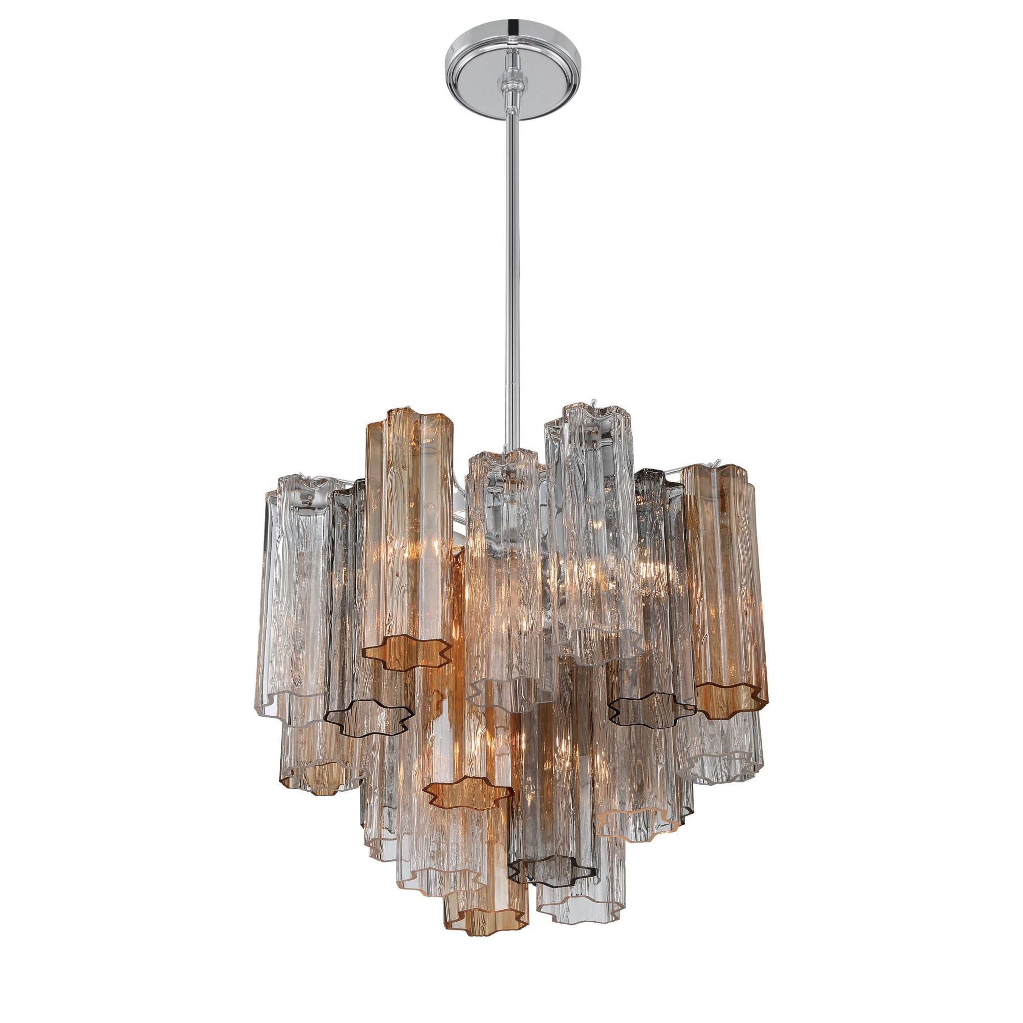 Addis 4 Light Polished Chrome Mini Chandelier Tronchi Glass Autumn 17.75"W x 13.75"H x 17.75"D