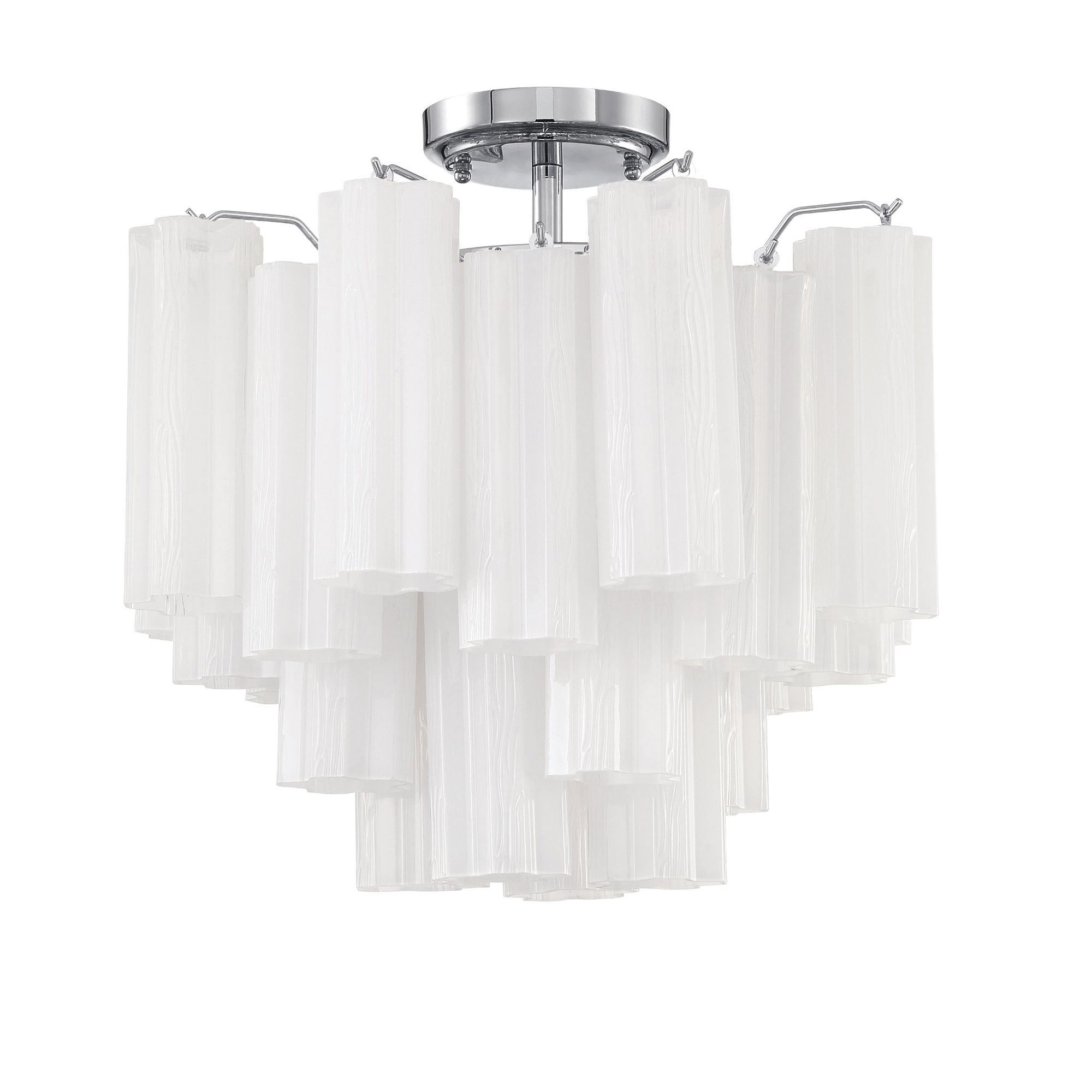 Addis 17.75'' Polished Chrome Semi Flush Mount White 17.75"W x 16"H x 17.75"D