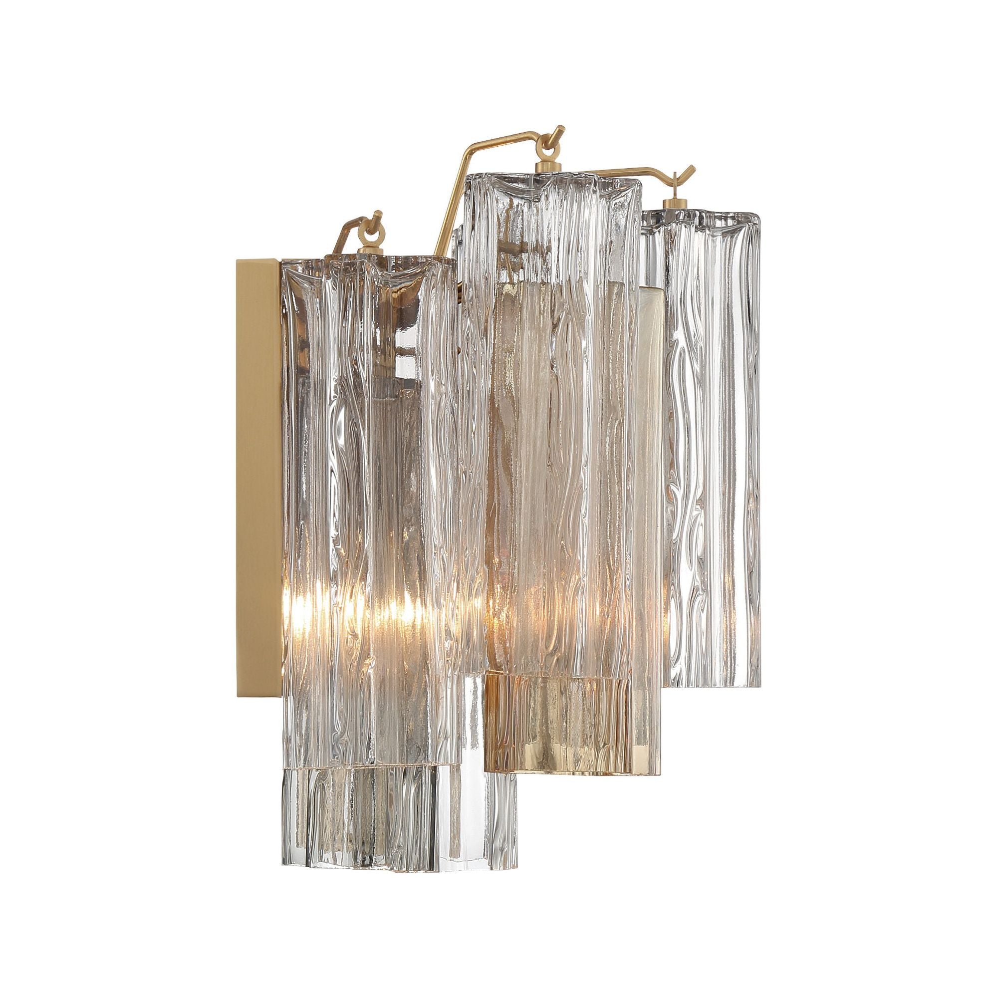 Addis 2 Light Aged Brass Sconce Tronchi Glass Autumn 14.5"W x 11.75"H x 9.75"D