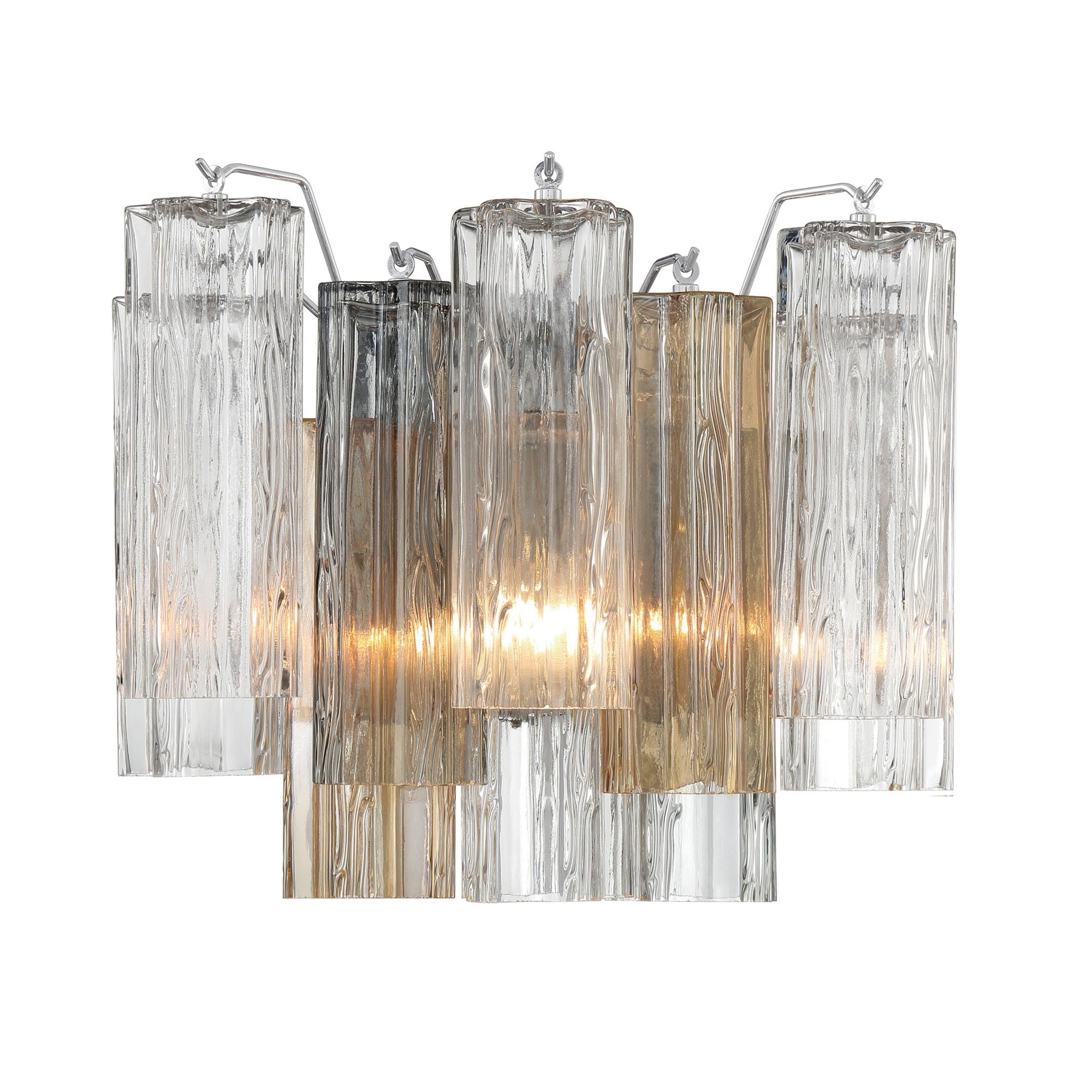 Addis 2 Light Polished Chrome Sconce Tronchi Glass Autumn 14.5"W x 11.75"H x 9.75"D