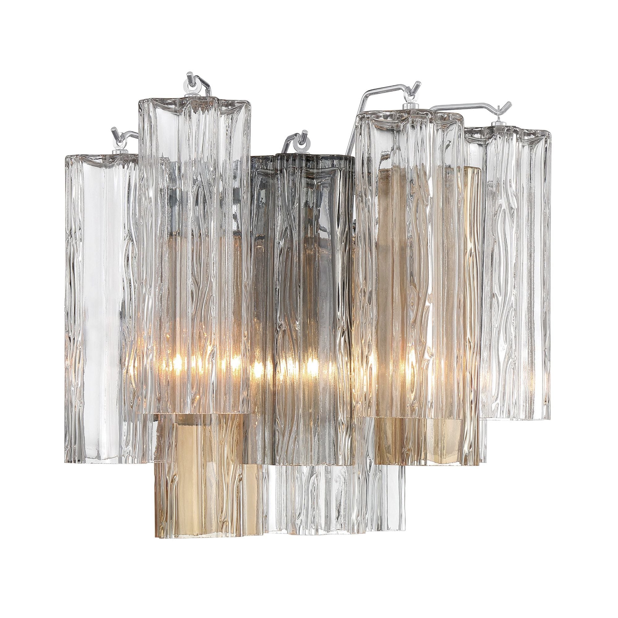 Addis 2 Light Polished Chrome Sconce Tronchi Glass Autumn 14.5"W x 11.75"H x 9.75"D
