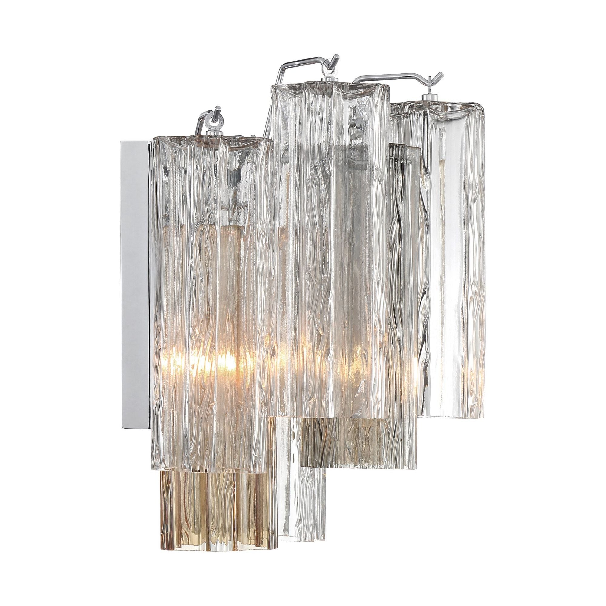 Addis 2 Light Polished Chrome Sconce Tronchi Glass Autumn 14.5"W x 11.75"H x 9.75"D