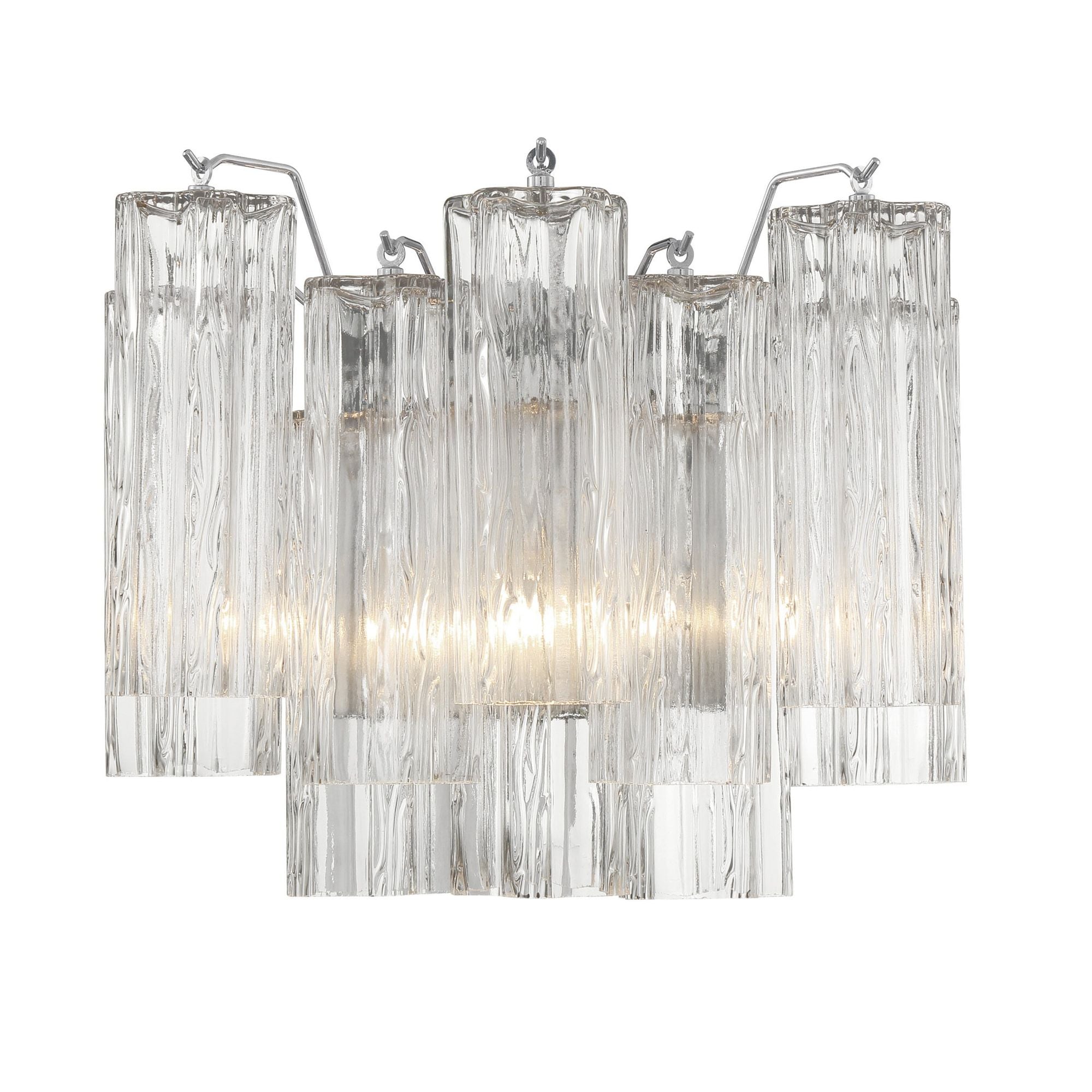 Addis 2 Light Polished Chrome Sconce Tronchi Glass Clear 14.5"W x 11.75"H x 9.75"D