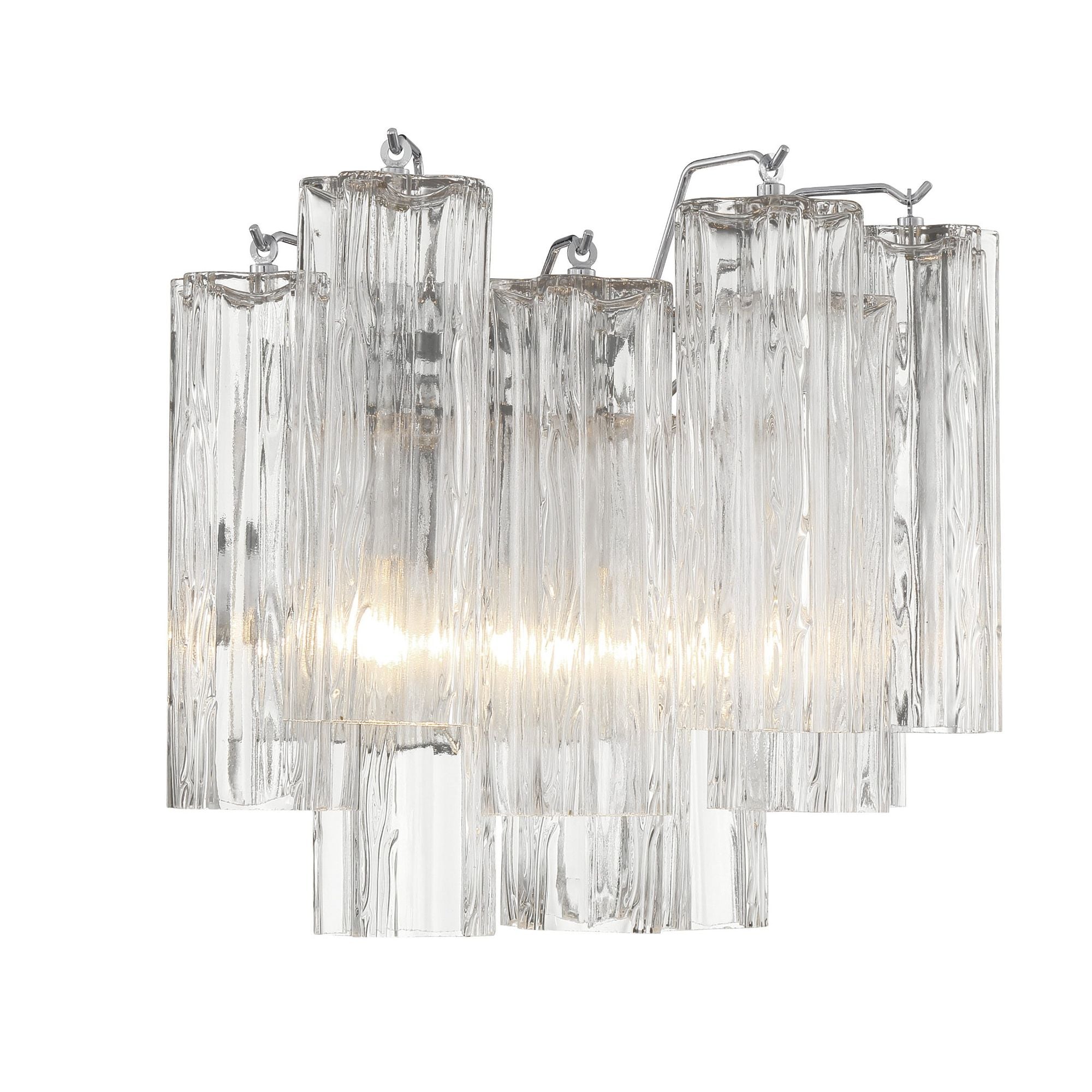 Addis 2 Light Polished Chrome Sconce Tronchi Glass Clear 14.5"W x 11.75"H x 9.75"D