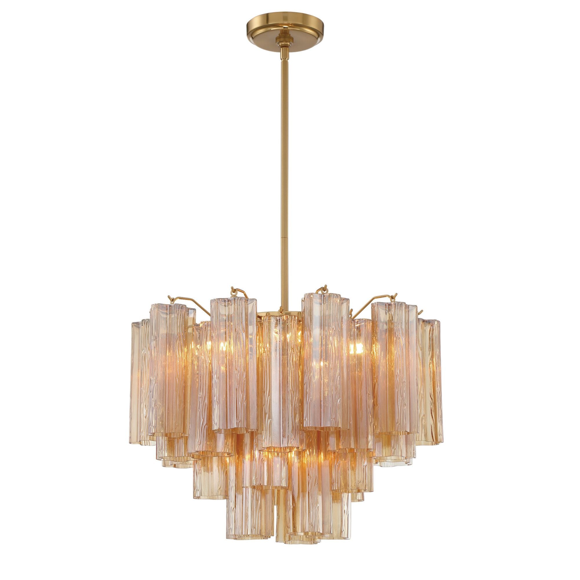 Addis 6 Light Aged Brass Chandelier Tronchi Glass Amber 19.75"W x 14"H x 19.75"D