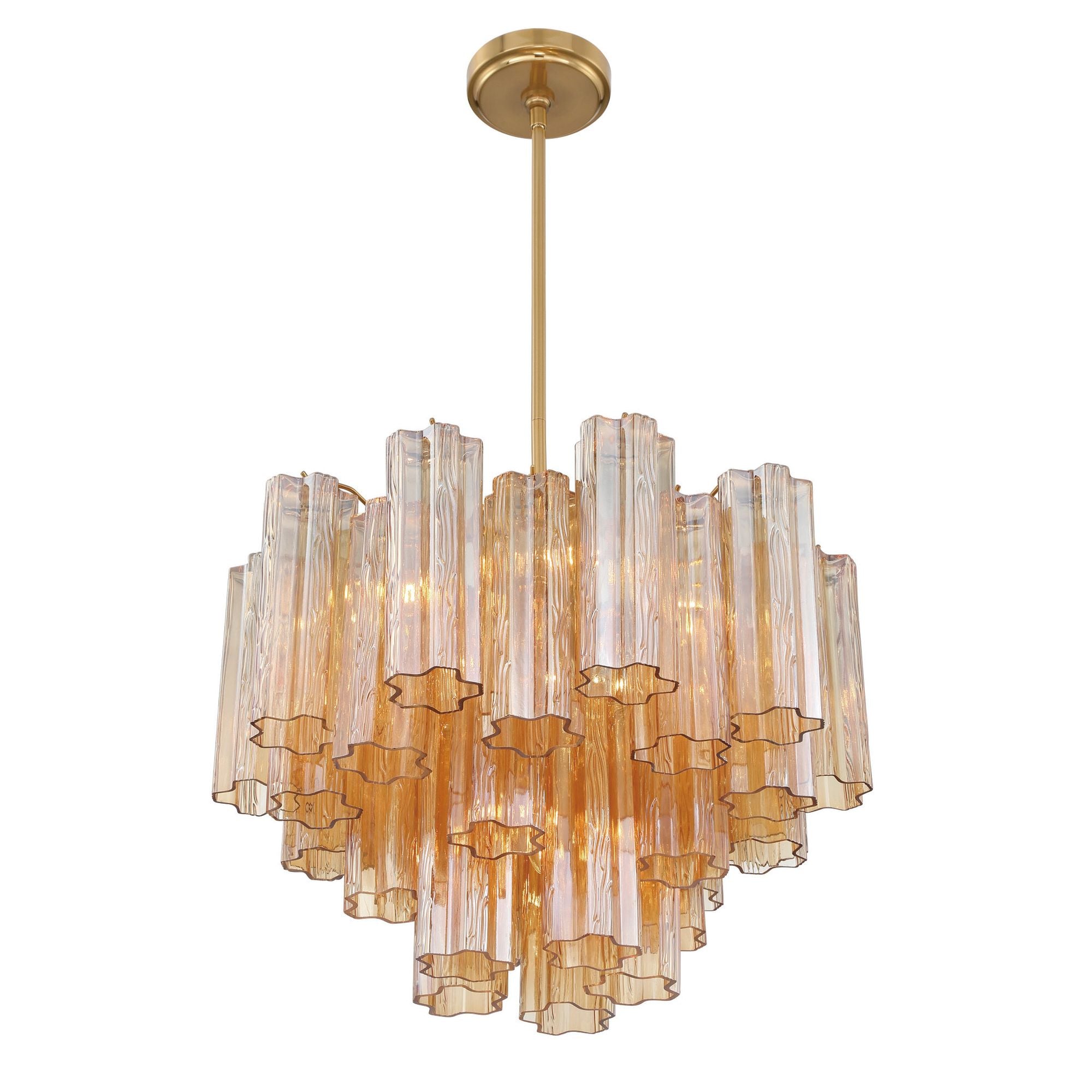 Addis 6 Light Aged Brass Chandelier Tronchi Glass Amber 19.75"W x 14"H x 19.75"D