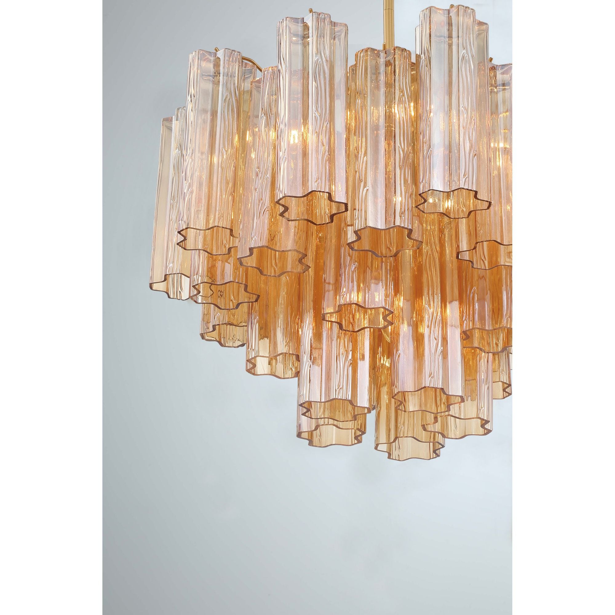 Addis 6 Light Aged Brass Chandelier Tronchi Glass Amber 19.75"W x 14"H x 19.75"D