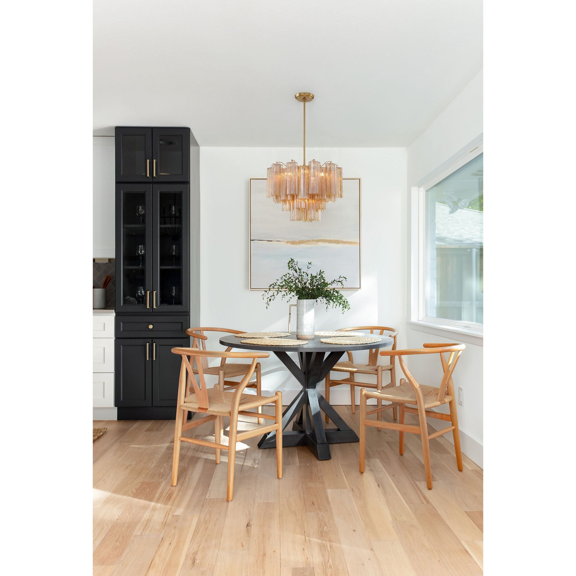 Addis 6 Light Aged Brass Chandelier Tronchi Glass Amber 19.75"W x 14"H x 19.75"D