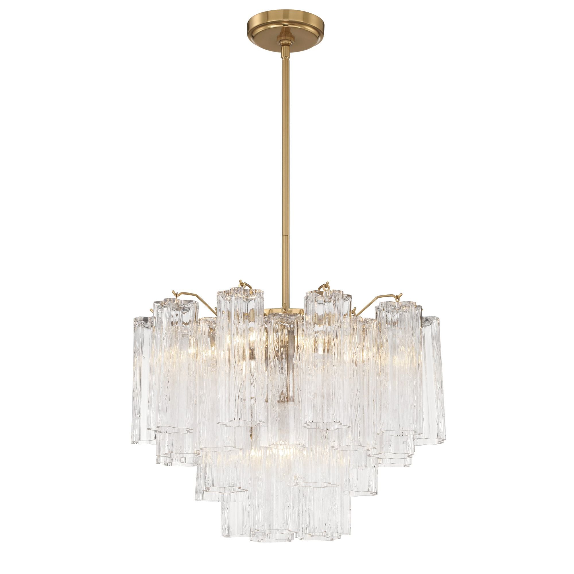 Addis 6 Light Aged Brass Chandelier Tronchi Glass Clear 19.75"W x 14"H x 19.75"D