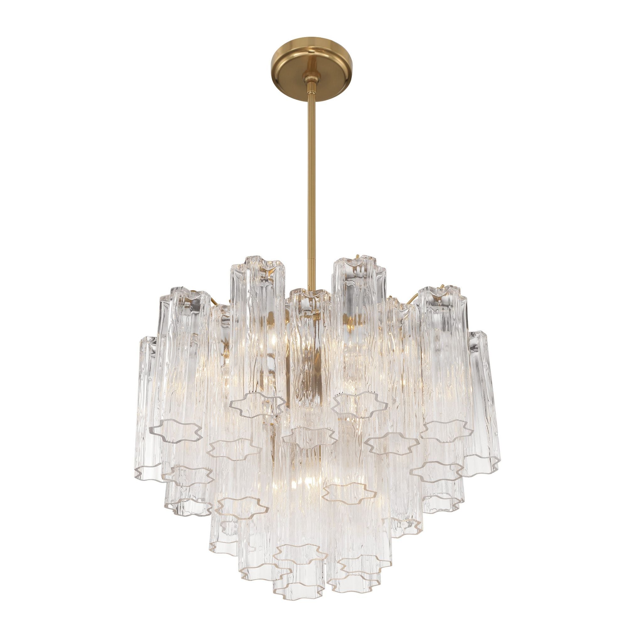 Addis 6 Light Aged Brass Chandelier Tronchi Glass Clear 19.75"W x 14"H x 19.75"D