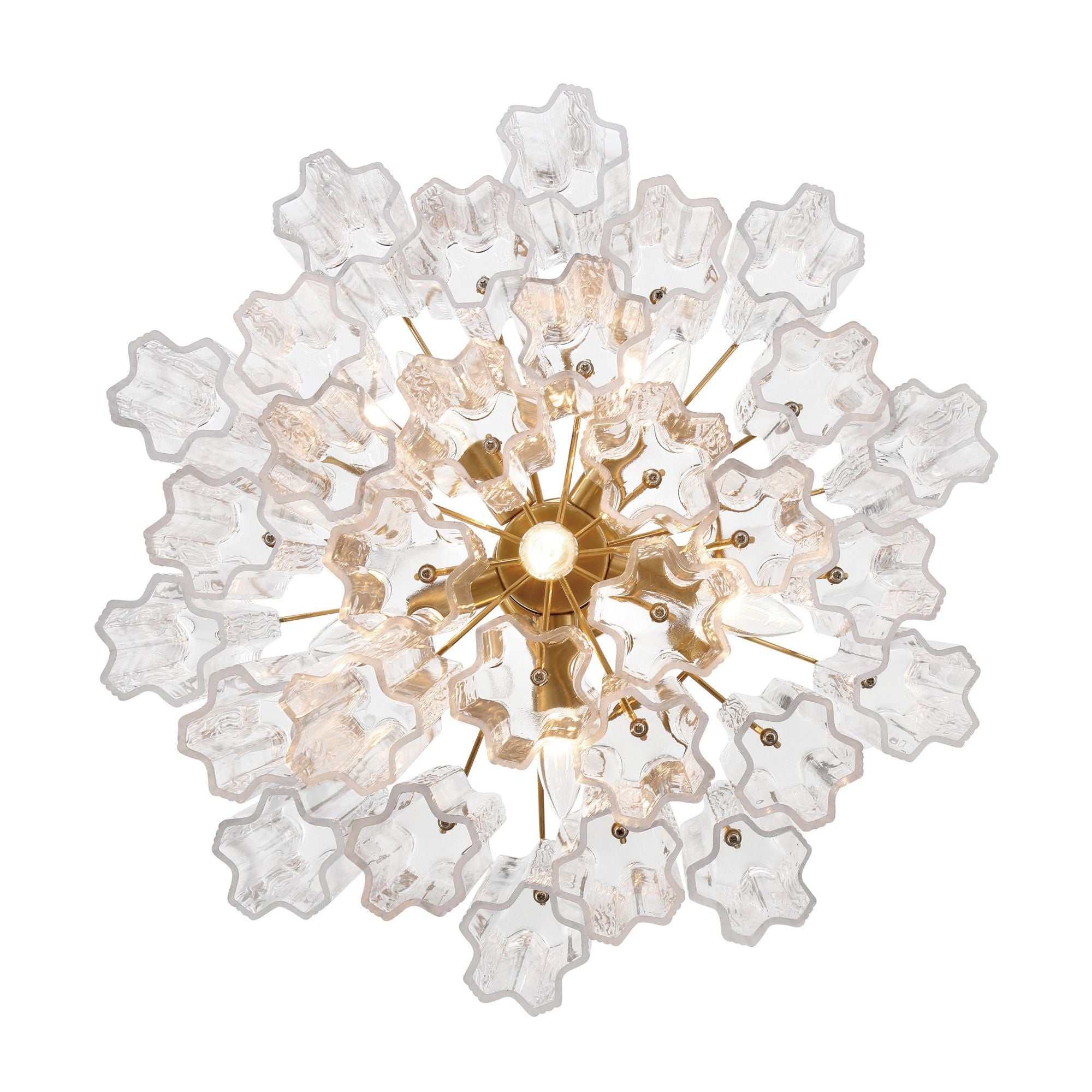 Addis 6 Light Aged Brass Chandelier Tronchi Glass Clear 19.75"W x 14"H x 19.75"D