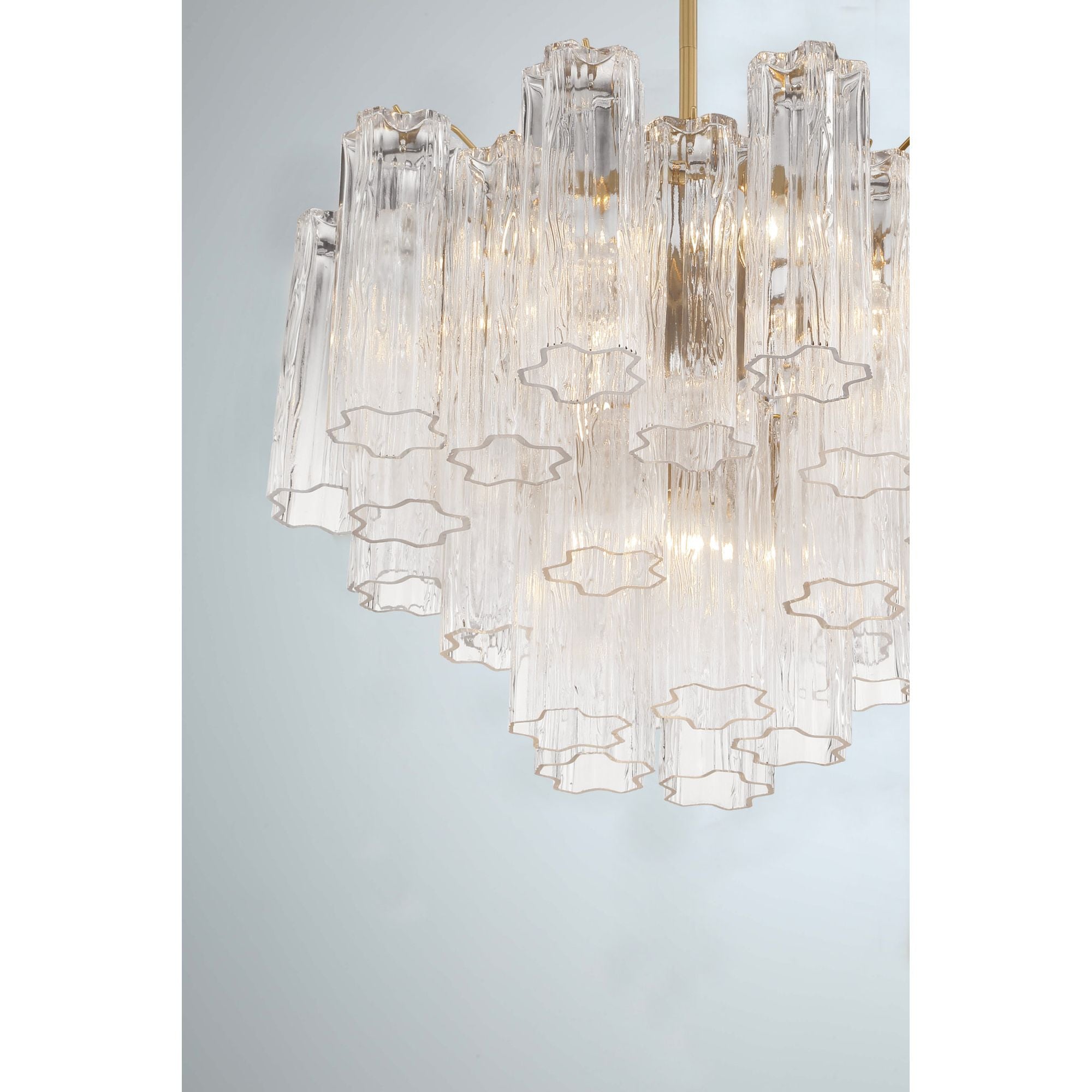 Addis 6 Light Aged Brass Chandelier Tronchi Glass Clear 19.75"W x 14"H x 19.75"D