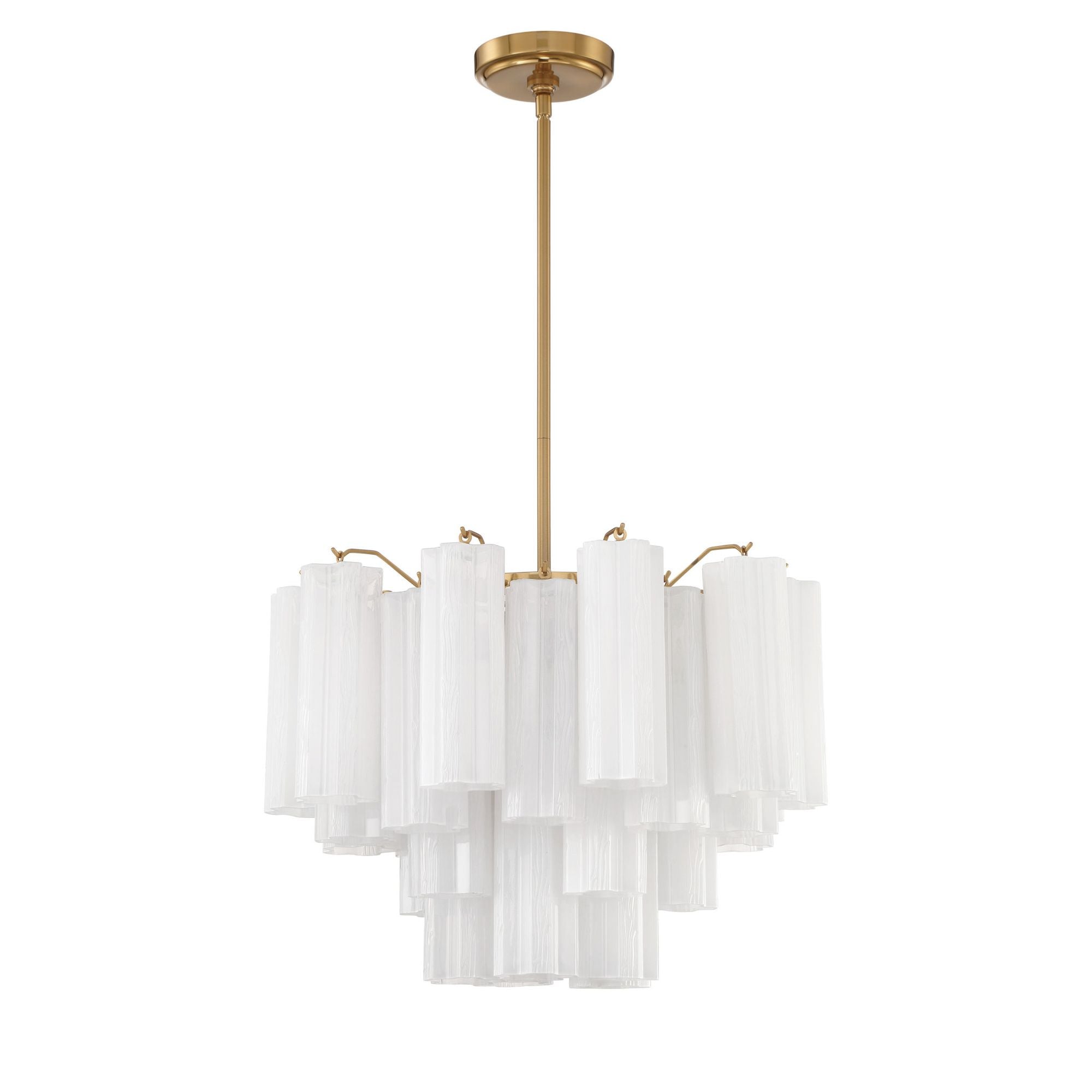 Addis 6 Light Aged Brass Chandelier Tronchi Glass White 19.75"W x 14"H x 19.75"D