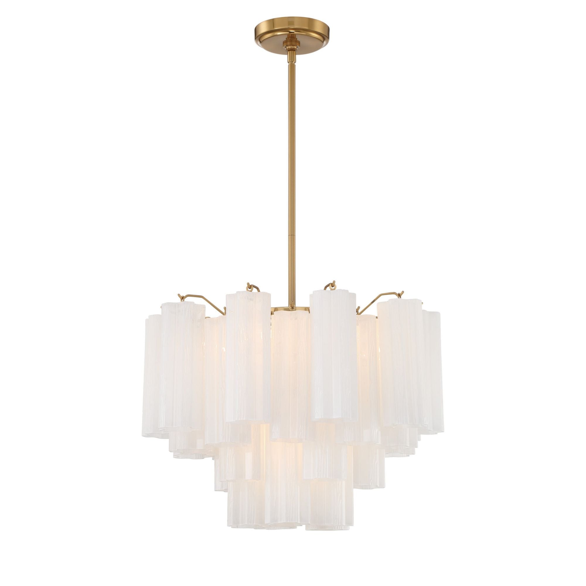 Addis 6 Light Aged Brass Chandelier Tronchi Glass White 19.75"W x 14"H x 19.75"D