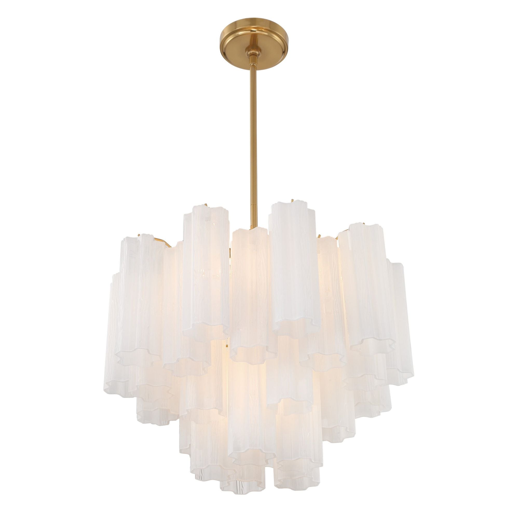 Addis 6 Light Aged Brass Chandelier Tronchi Glass White 19.75"W x 14"H x 19.75"D