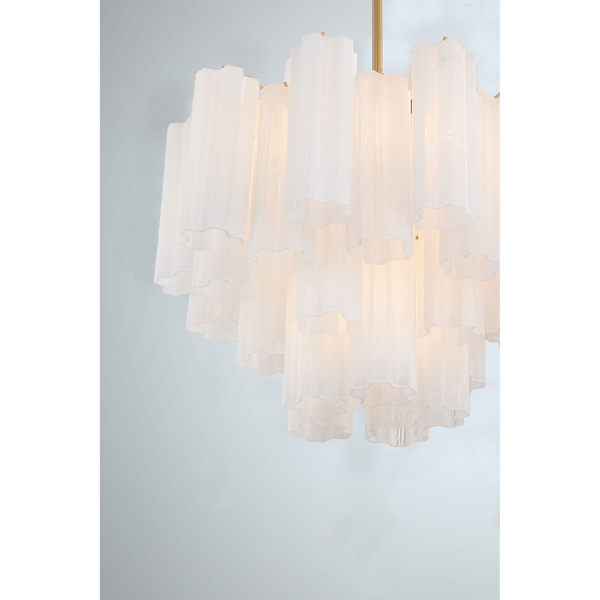 Addis 6 Light Aged Brass Chandelier Tronchi Glass White 19.75"W x 14"H x 19.75"D