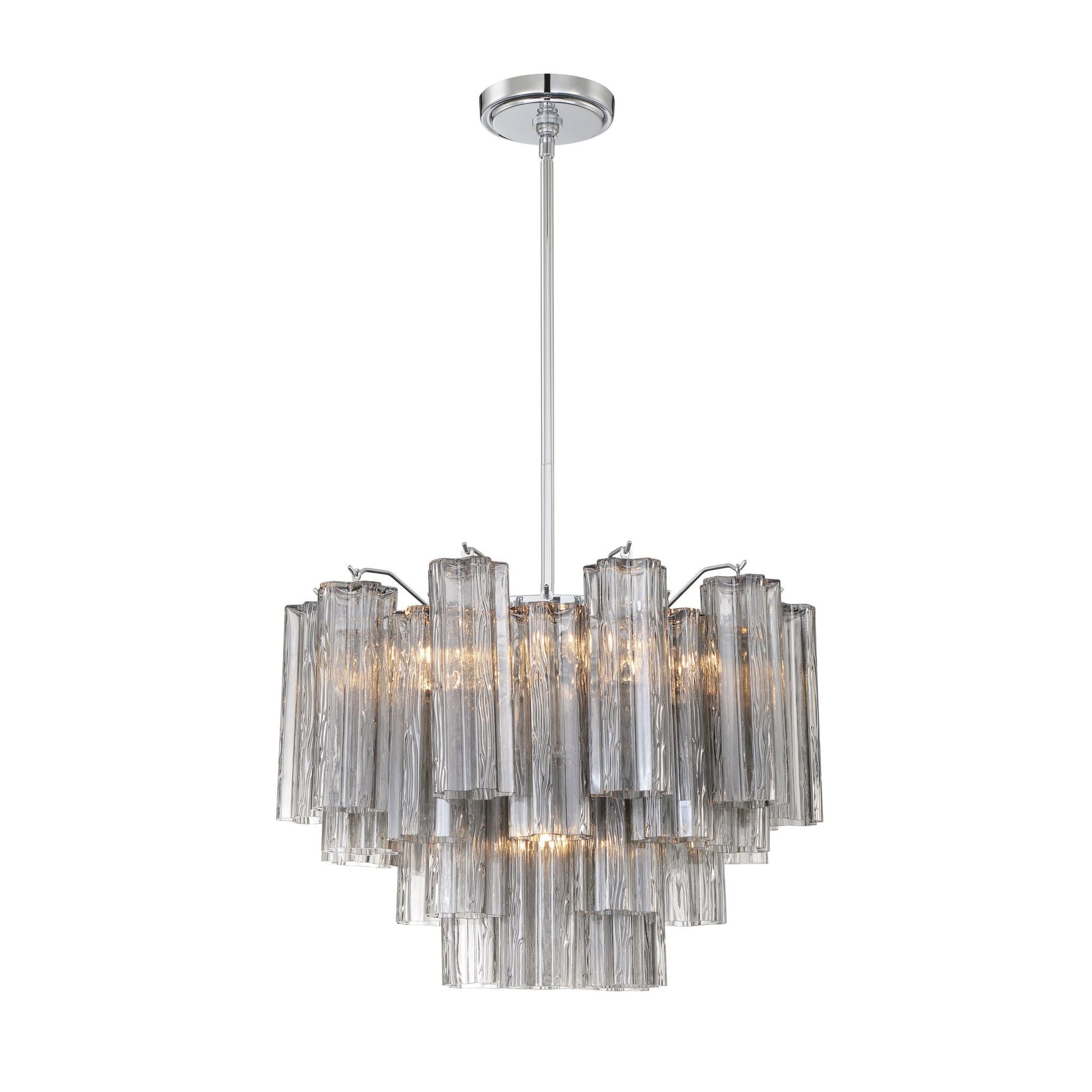 Addis 6 Light Polished Chrome Chandelier Tronchi Glass Smoke 19.75"W x 14"H x 19.75"D