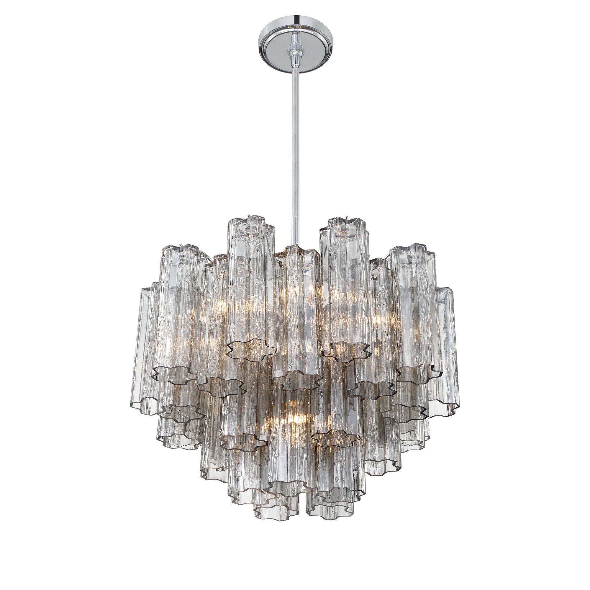 Addis 6 Light Polished Chrome Chandelier Tronchi Glass Smoke 19.75"W x 14"H x 19.75"D