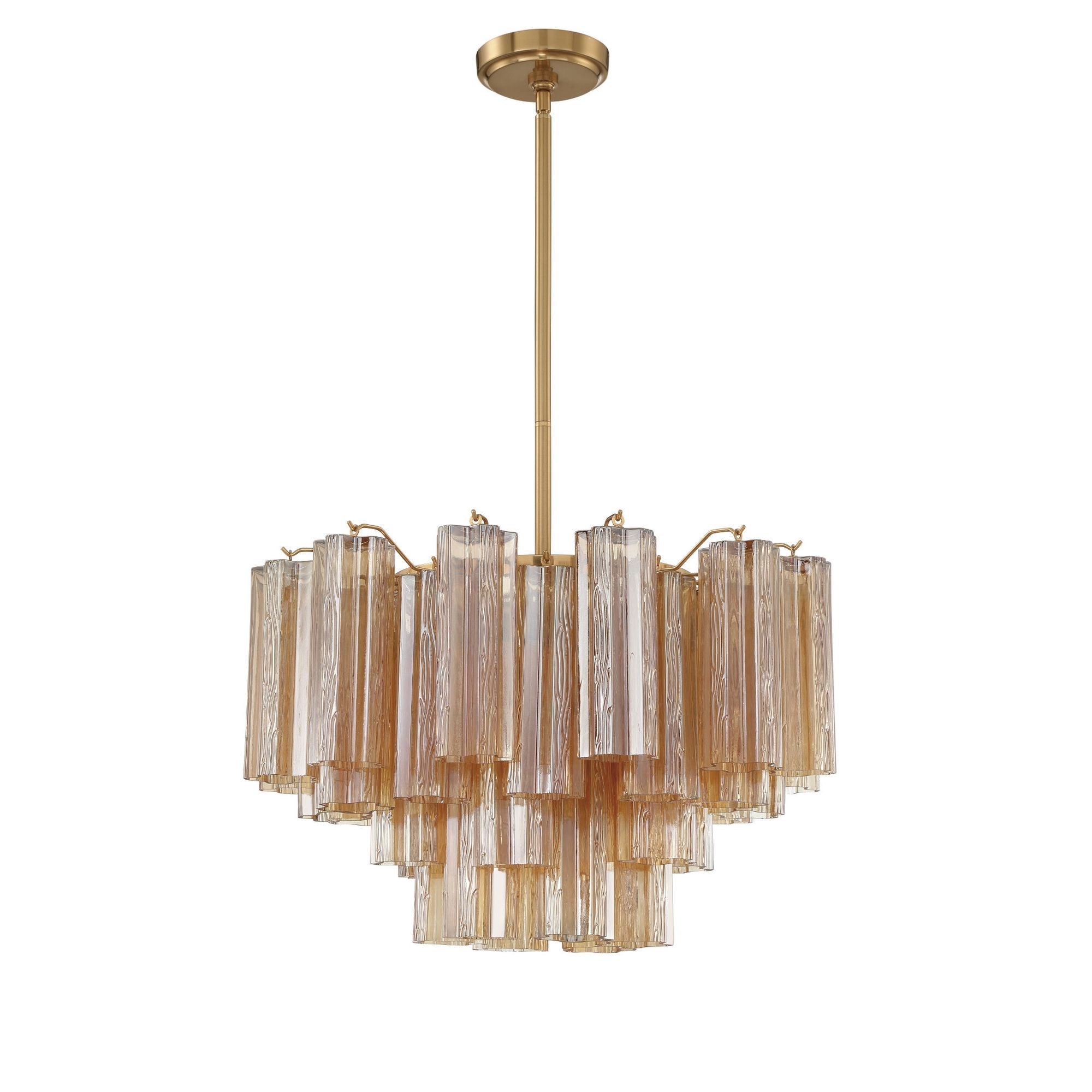 Addis 9 Light Aged Brass Chandelier Tronchi Glass Amber 22"W x 14.25"H x 22"D