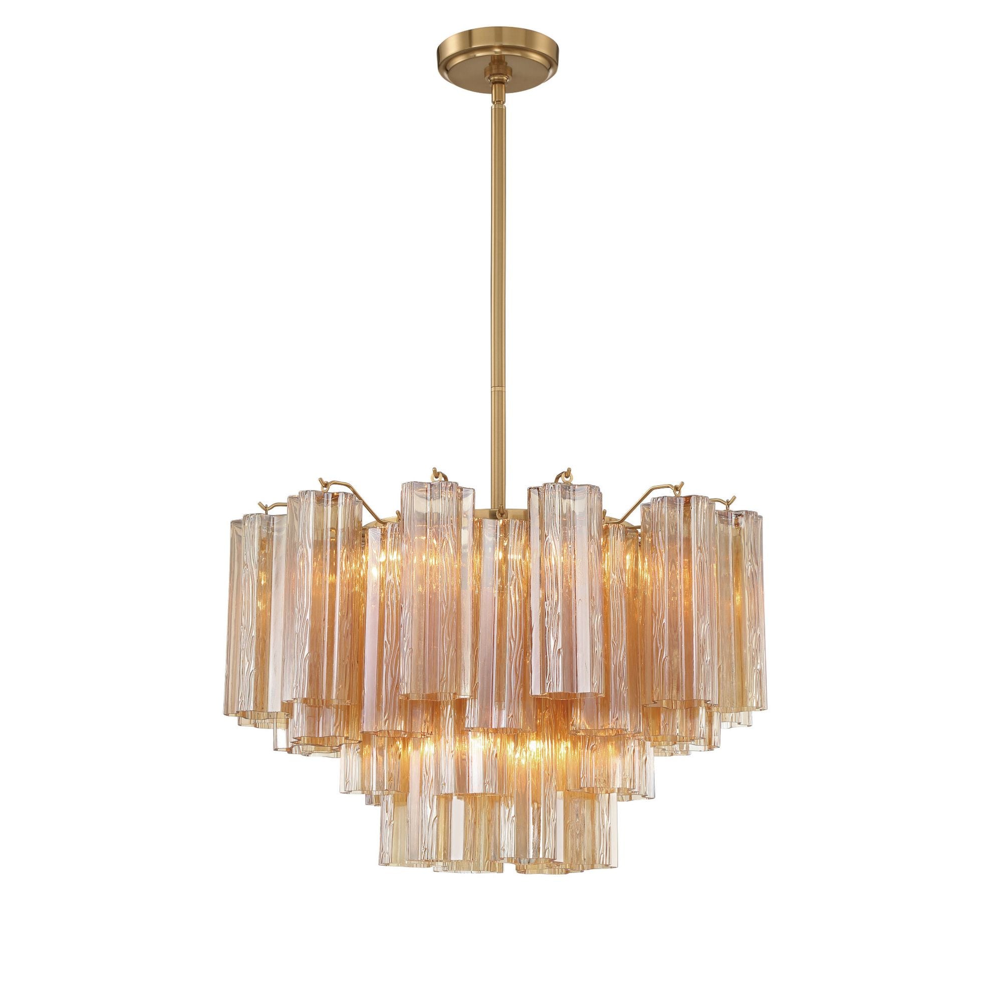 Addis 9 Light Aged Brass Chandelier Tronchi Glass Amber 22"W x 14.25"H x 22"D